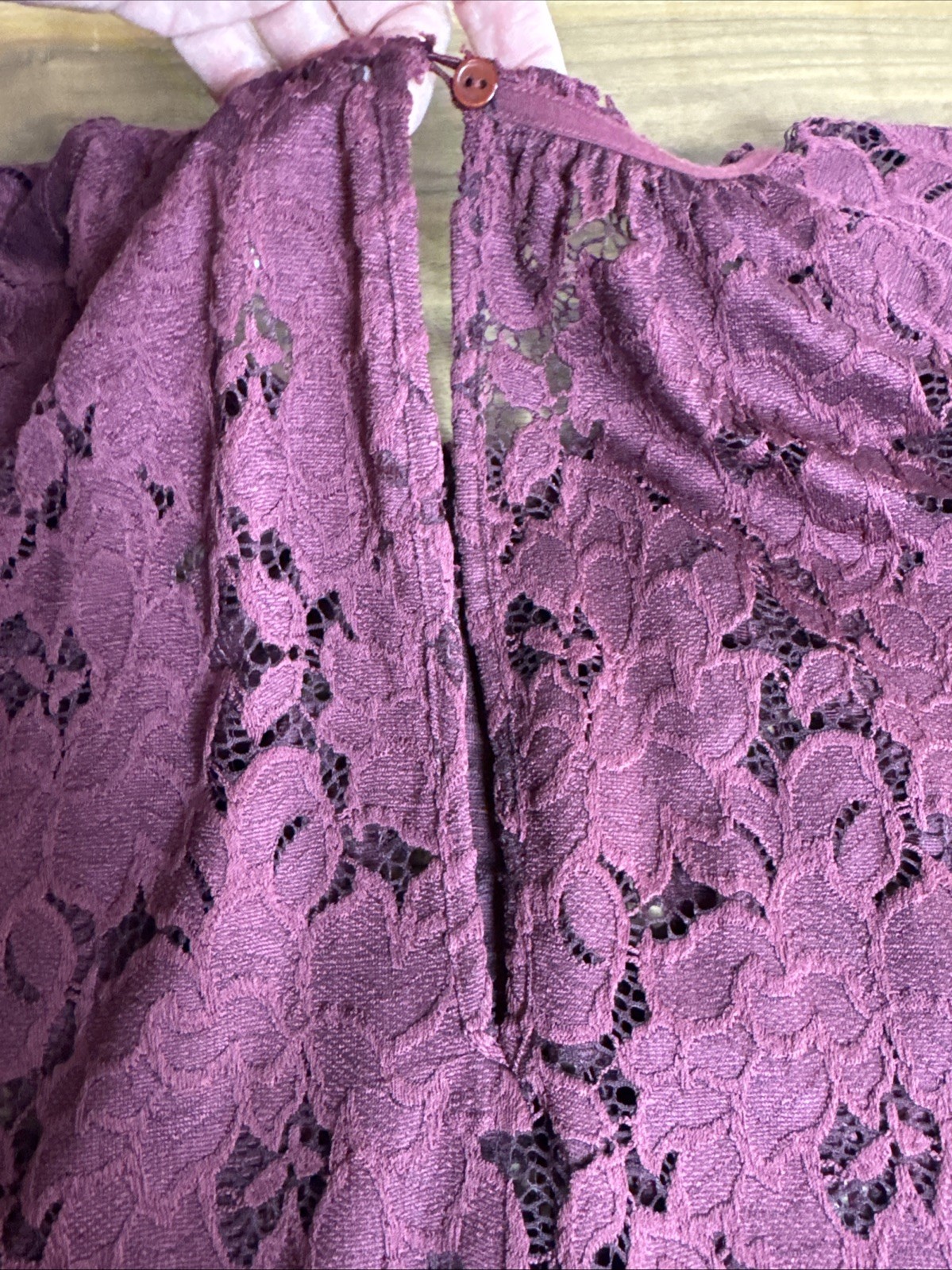 NWOT FREE PEOPLE Olivia Lace Top Sz XL Dolman Balloon Poet Sleeve Burgundy Red