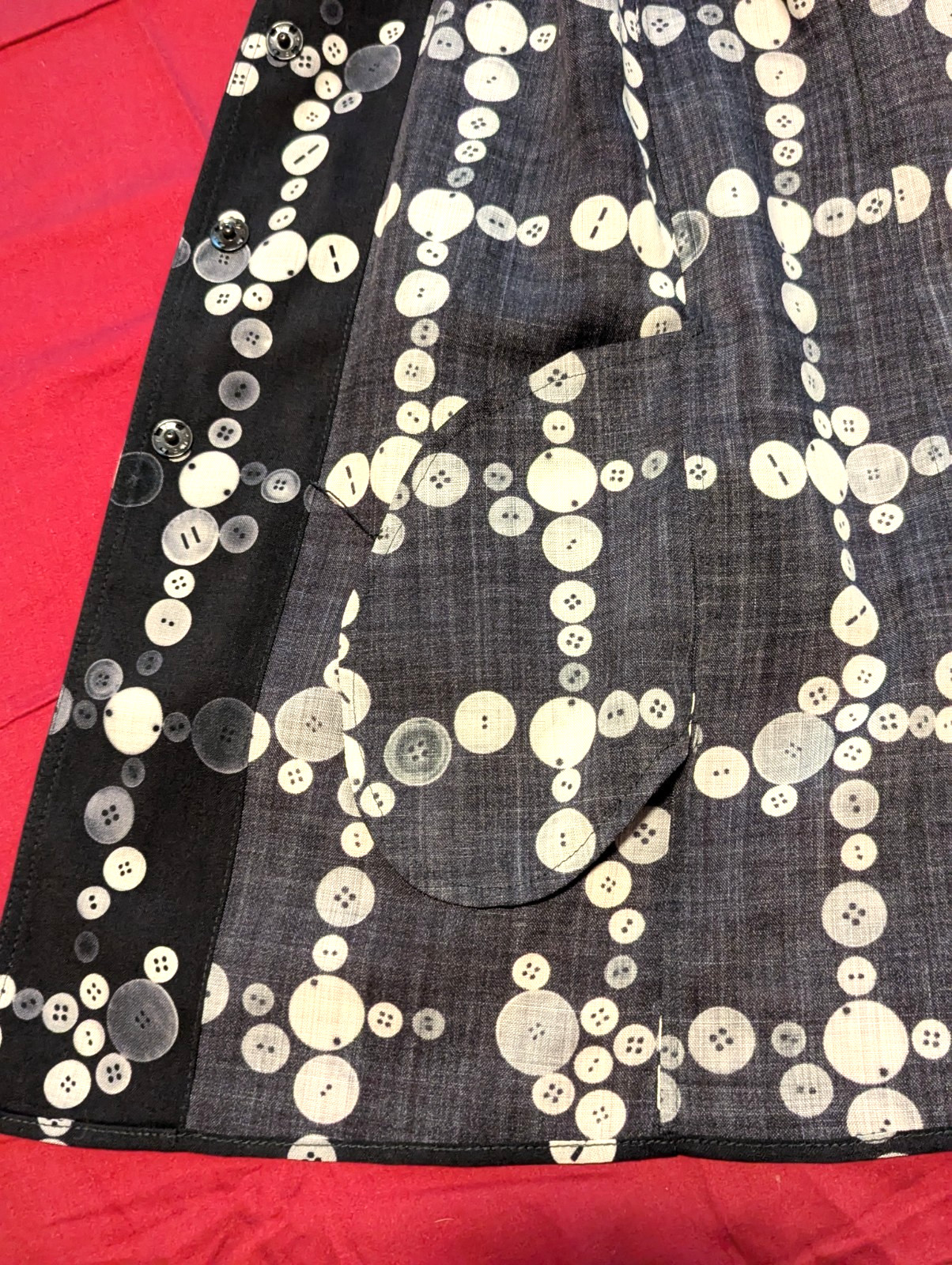 $800 Akris Punto sz 8-10 Wool Button Print Blouse Tunic Top Long Mandarin Snap