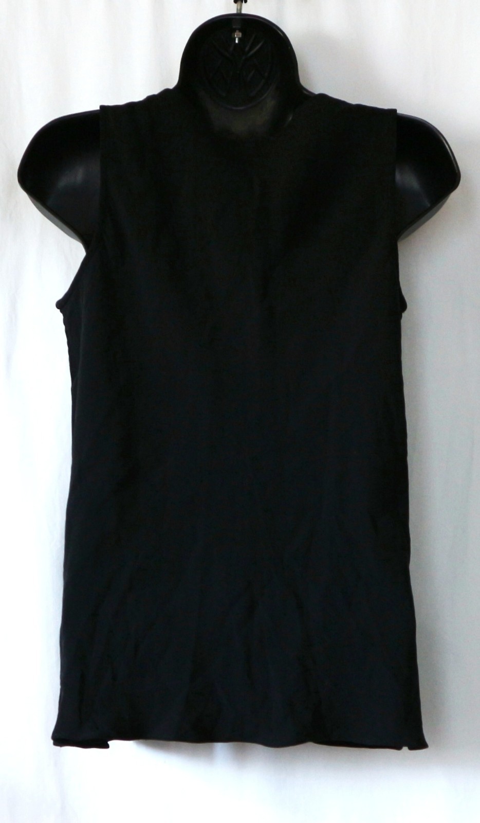 EILEEN FISHER PETITE Slvlss Blck Silk/Spndx Top 38 In Chst 22.5 In Lng Sz PM EXC