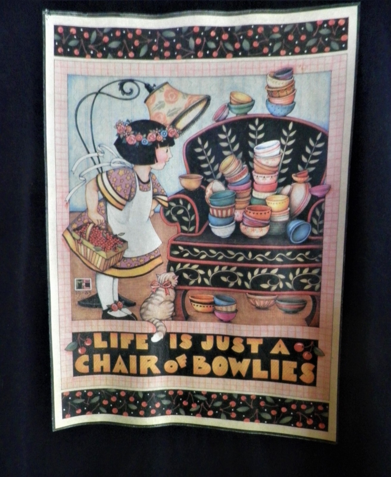 “LIFE IS JUST A CHAIR OF BOWLIE” Black Long Sle T-Shirt M 10-12, Mary Engelbreit