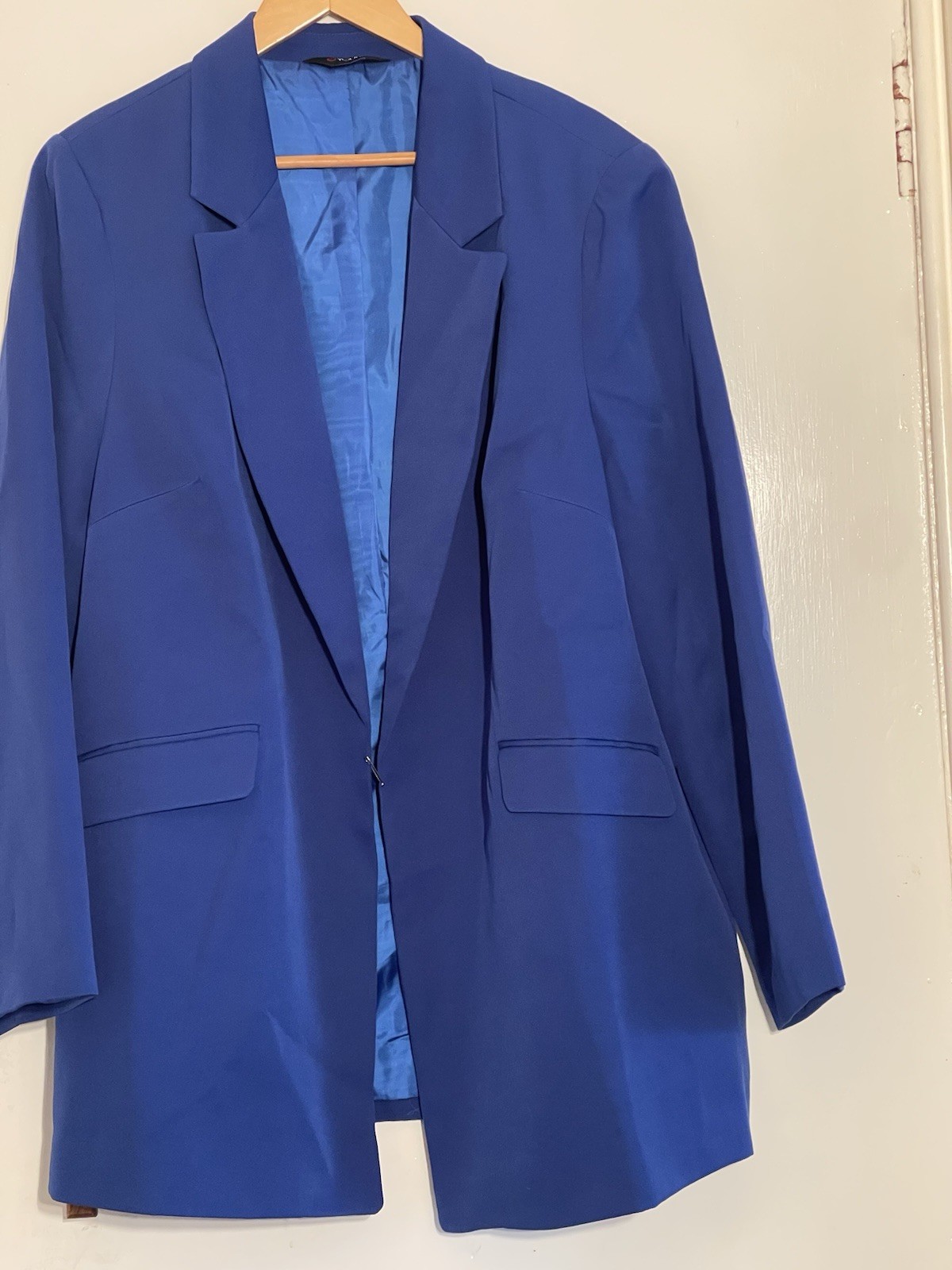 YOURS PLUS SIZE None Button Long Sleeve Casual Blazer Blue Women’s U.K-24”