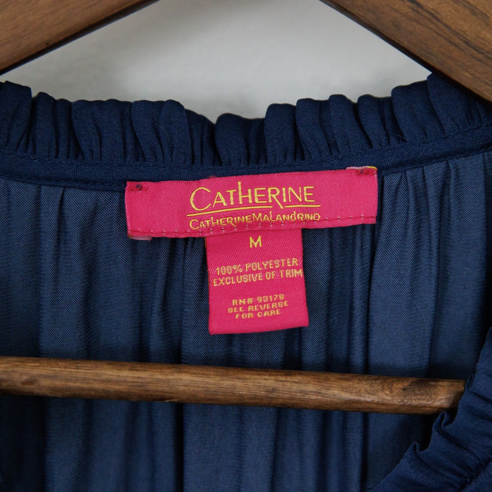 Catherine Malandrino Navy Blue Ruffle Flutter Sleeve Eyelet Lace Blouse Medium