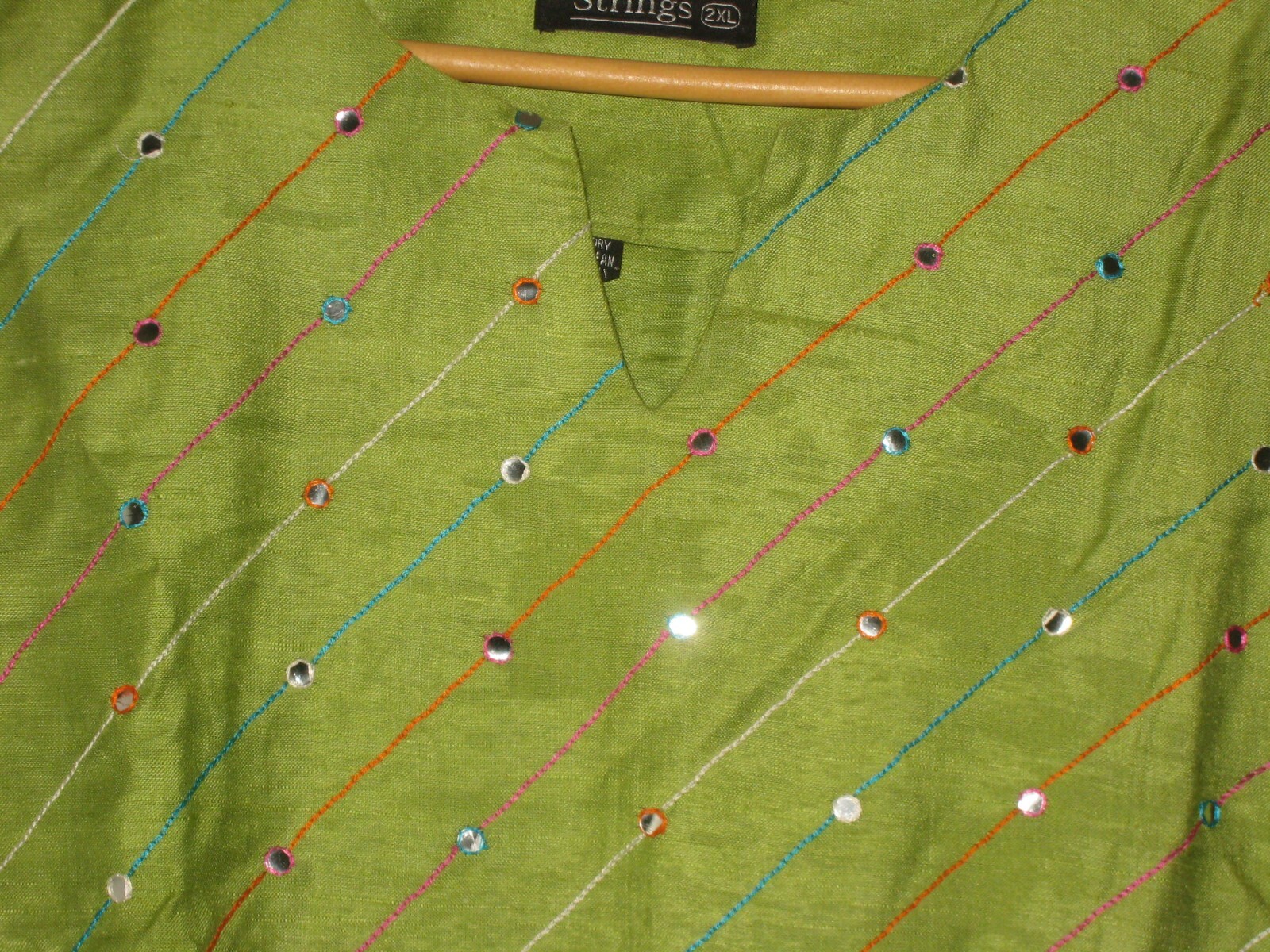 Boho Ethnic Hand Embroidered Blouse with embellished Small Mirrors Sz Medium