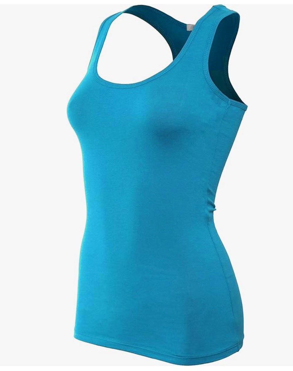 Racer Back Stretchy Muscle Shirt Solid Plain Cotton Spandex Fitted Tank Top
