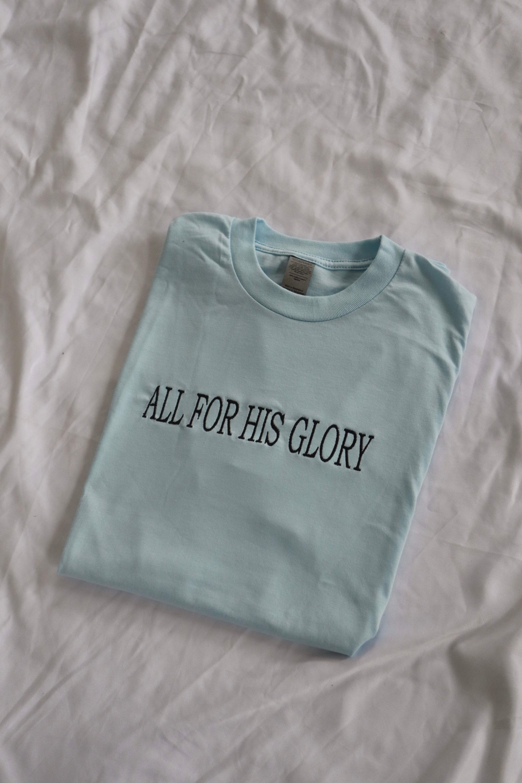 Embroidered ‘All For His Glory’ T-Shirt, Short Sleeve, Modern Classic fit, Unise