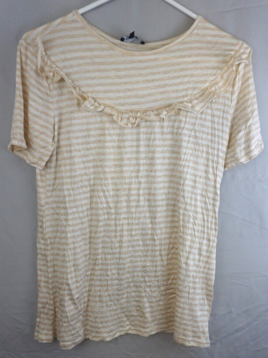 Roolee Striped Women’s Ruffled Top Short Sleeve Medium NWTags Free Shipping