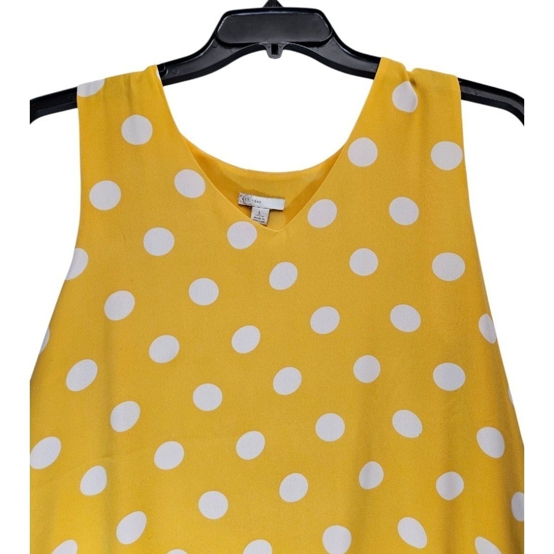 Est. 1946 Top Womens Large Yellow White Polka Dots Layered Sleeveless Summer