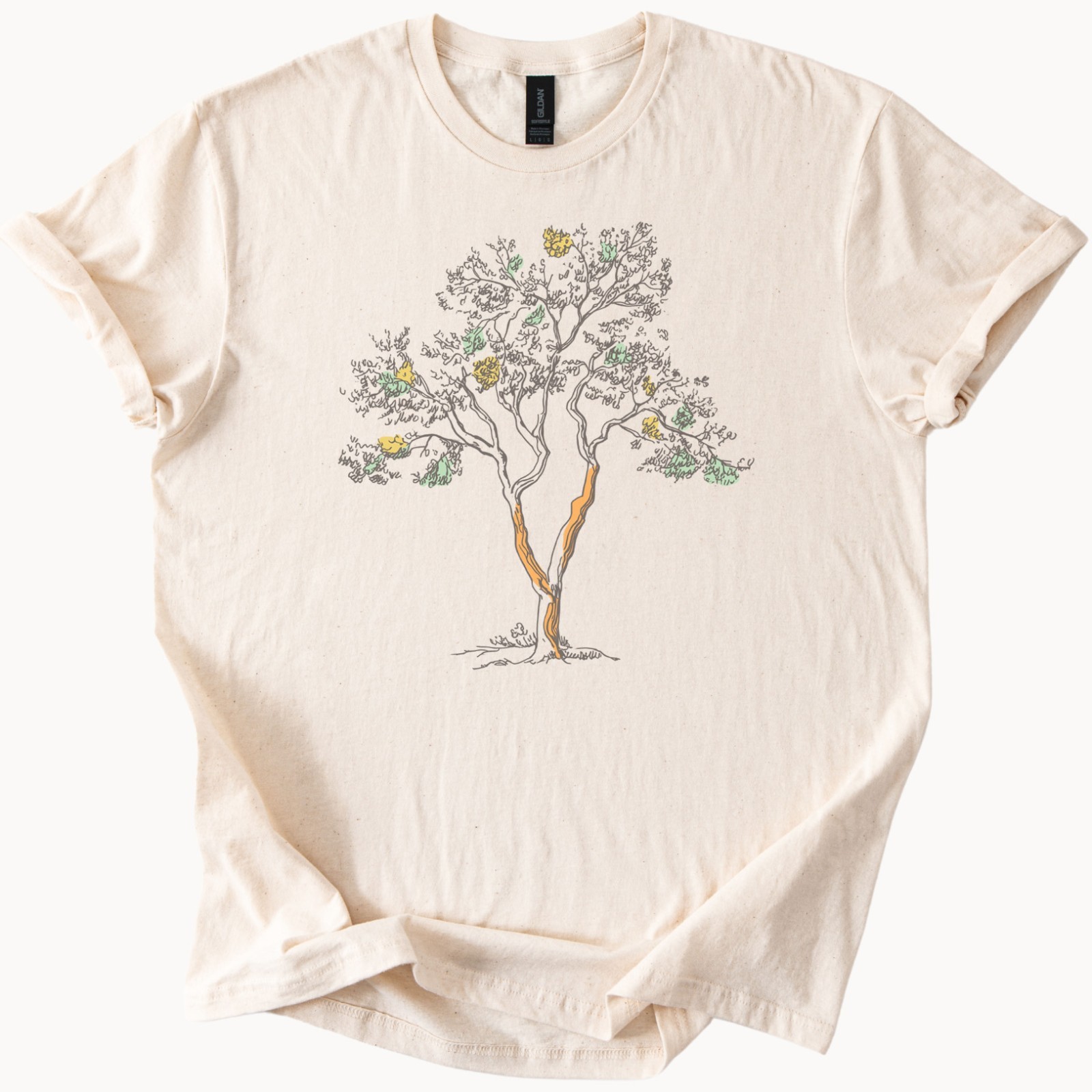 Hand Drawn Botanical Tree Graphic Tee Minimalist Nature Art T Shirt