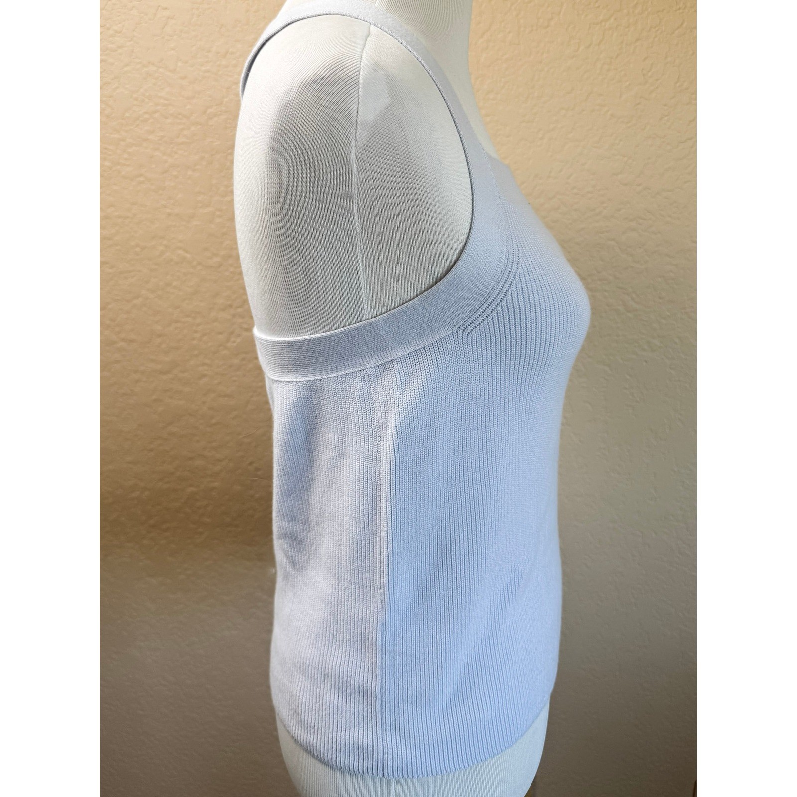 Banana Republic Knit Sweater Tank Top M Light Blue Square Neck Cross Back Size M
