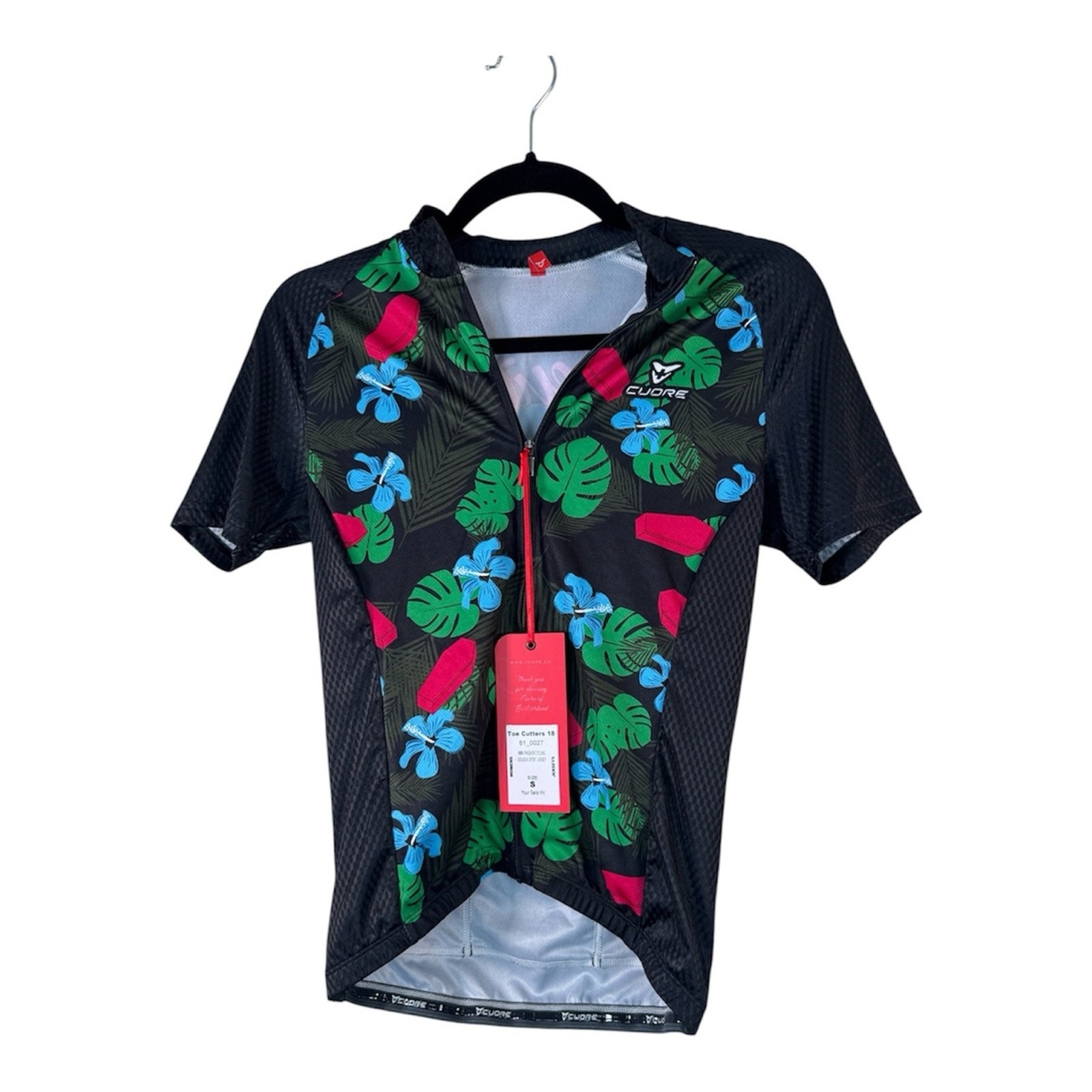 Cuore of Switzerland Cycling Jersey Black Floral Womens S Athletic Bike Gear