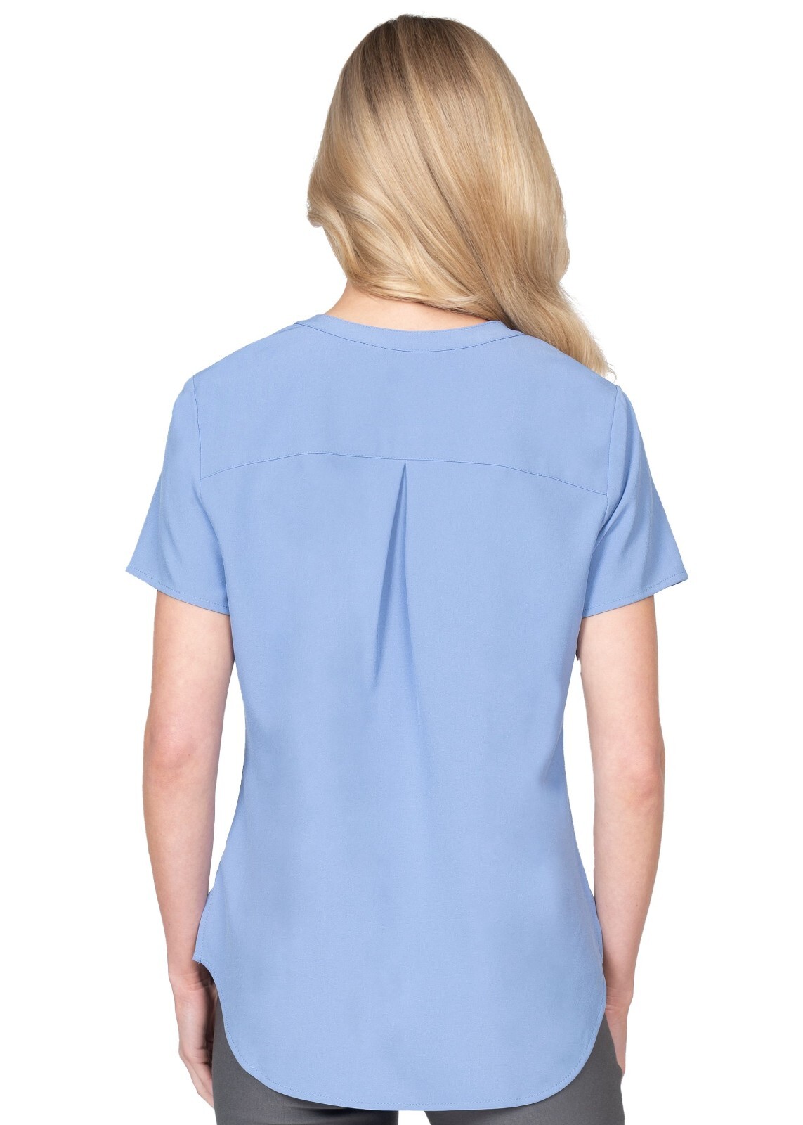 Notch Neck Stretch Blouse, Light Blue