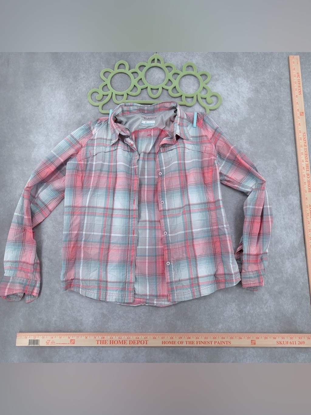 Columbia Pink and Gray Plaid Button-Down Shirt Omni shade