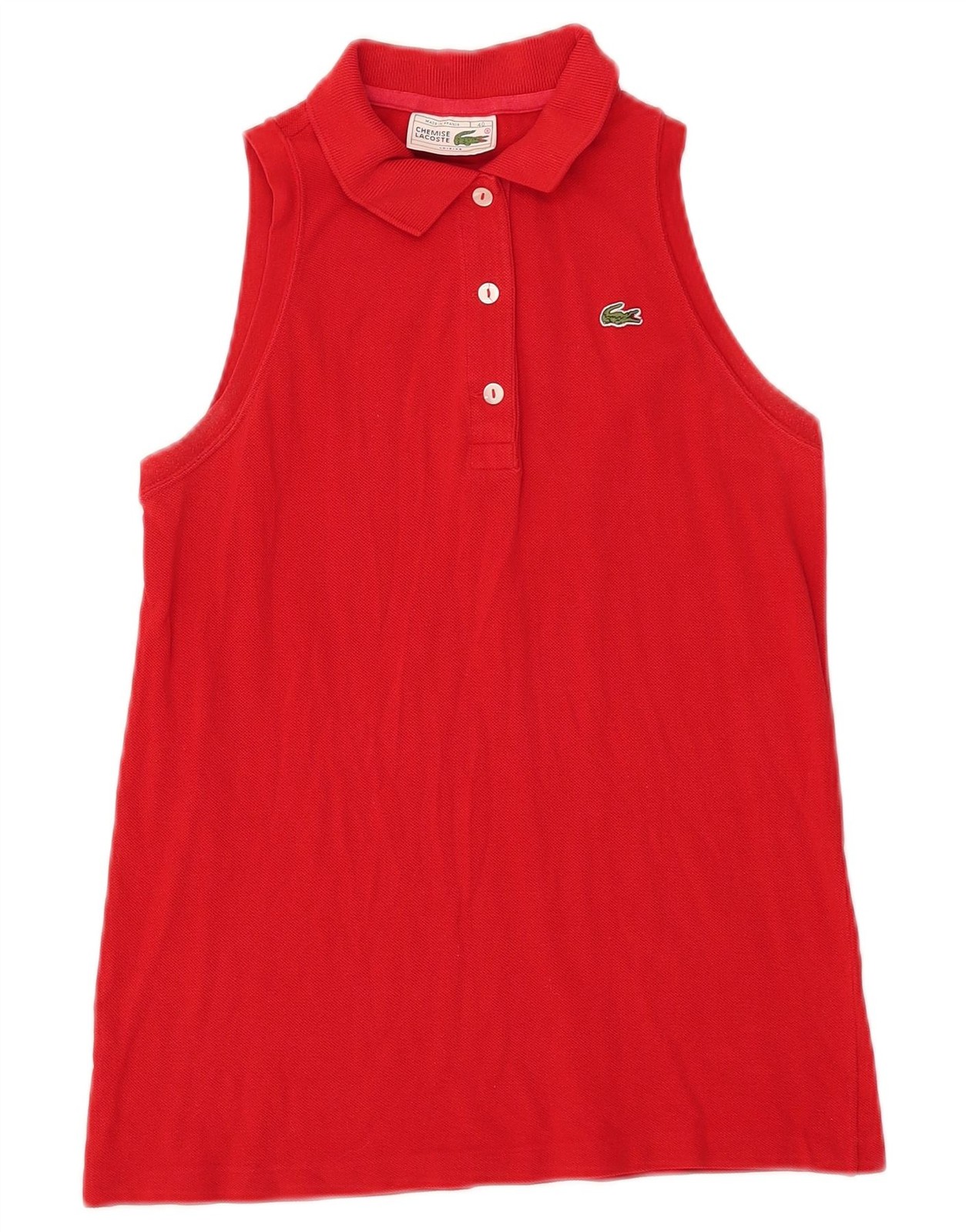 Lacoste Womens Sleeveless Polo Shirt Size 40 Medium Red Cotton DM06