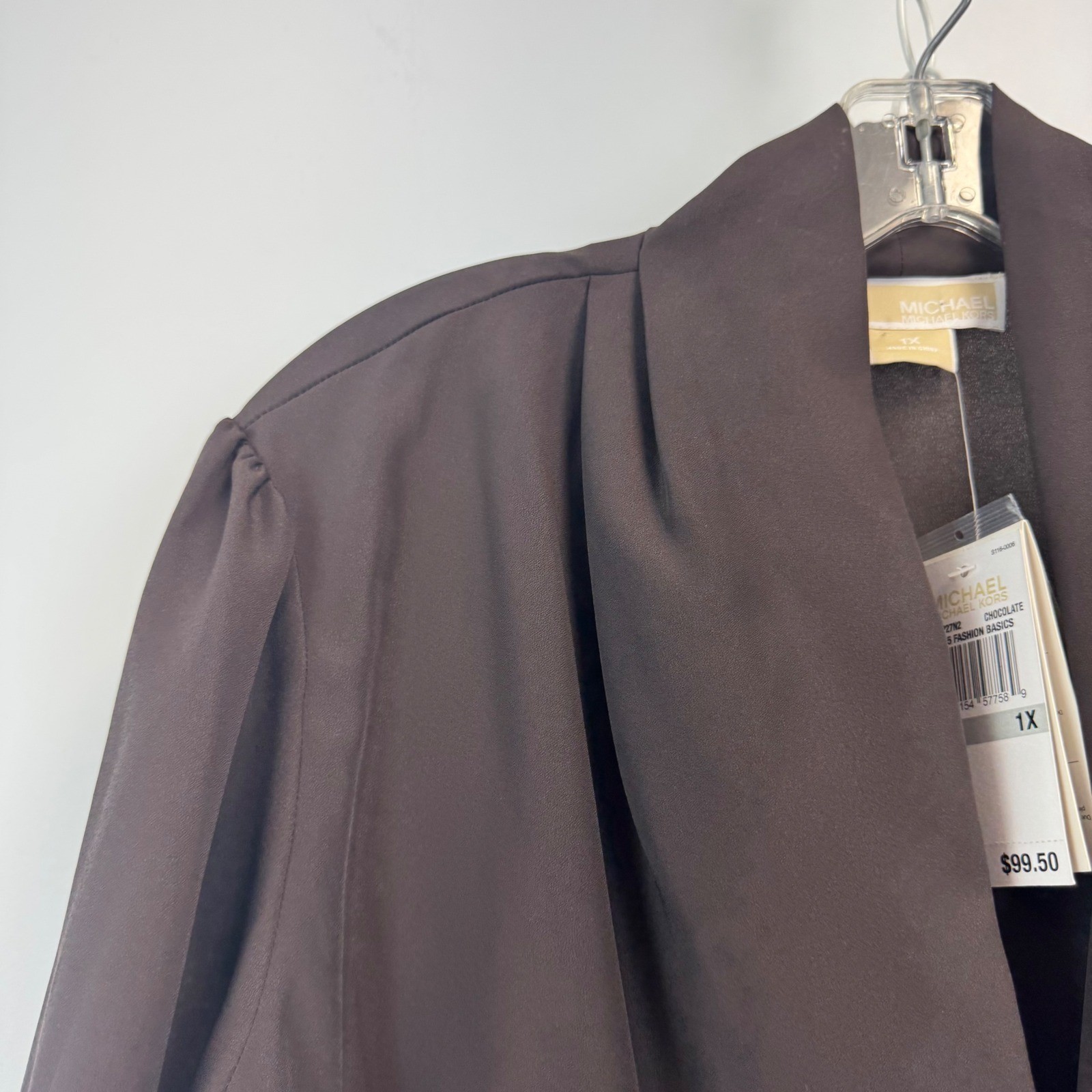 Michael Michael Kors Womens Chocolate Brown Shawl Collar Blouse 1X NWT