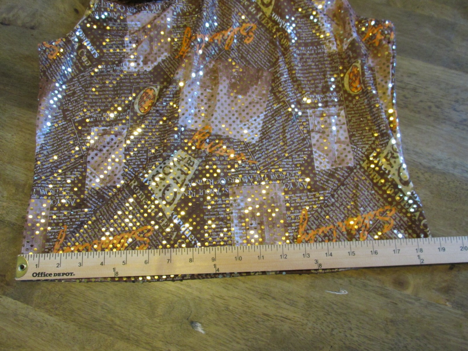 NEW MIXIT Crossover Blouse Women Medium Brown Gold Graphics Stretch VTG 90’s Y2K