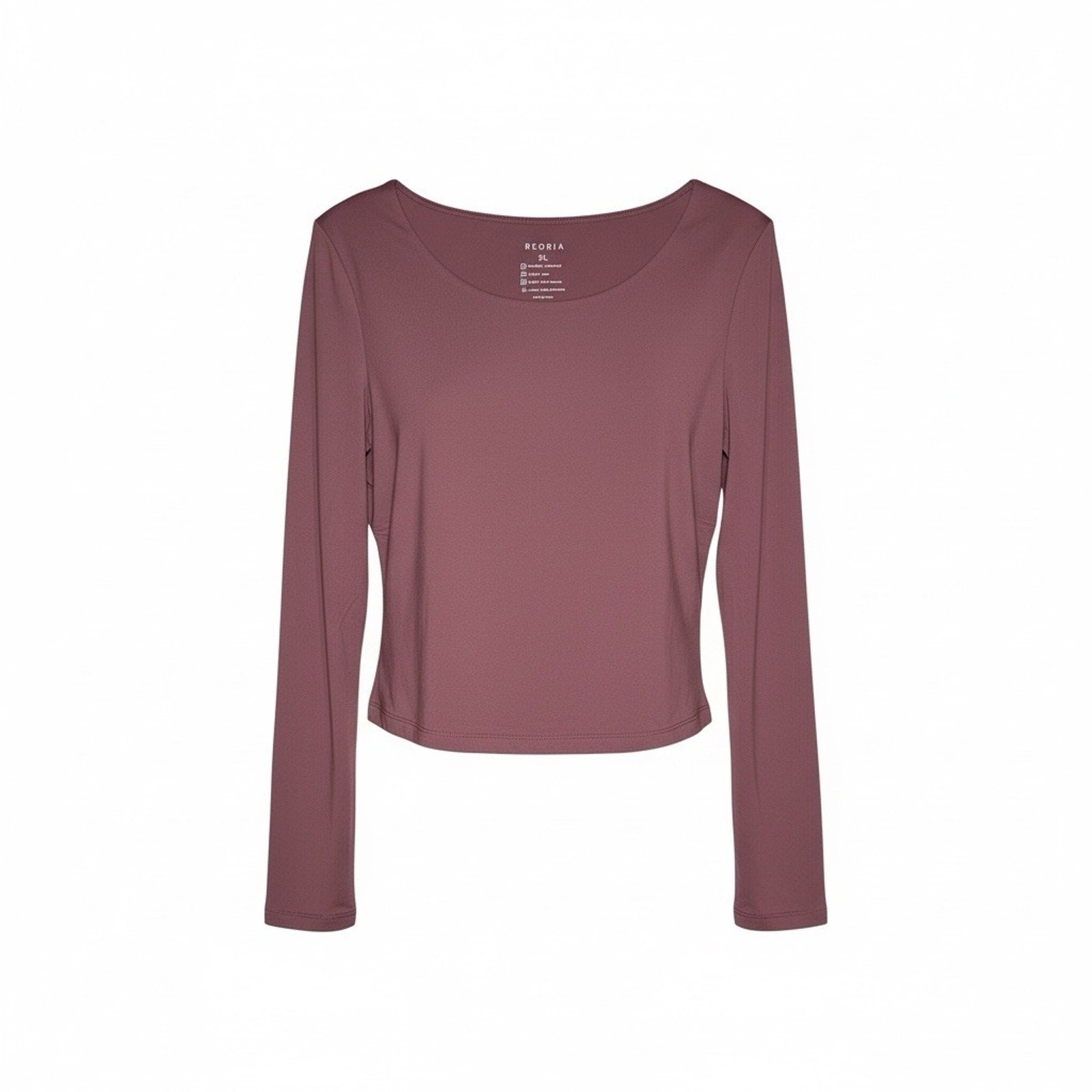 REORIA Long Sleeve Crop Top Marsala Size XL
