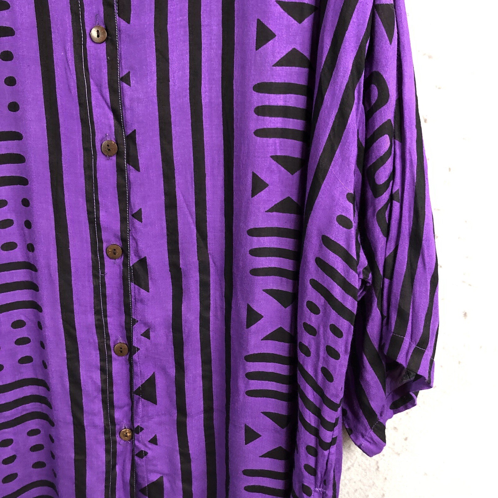 Ethnic Top Women One Size Purple Black Art To Wear Primitive Artsy NEW