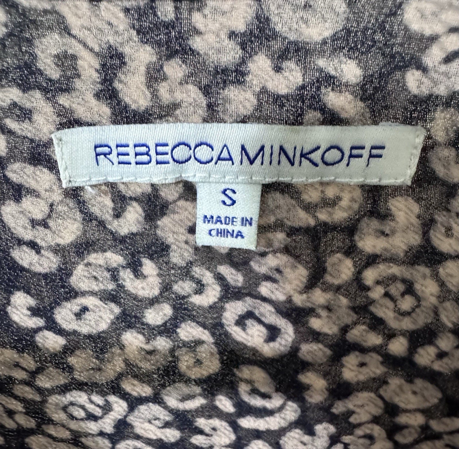 Rebecca Minkoff Blue/White Animal Print V-Neck Flutter Ruffle Blouse S