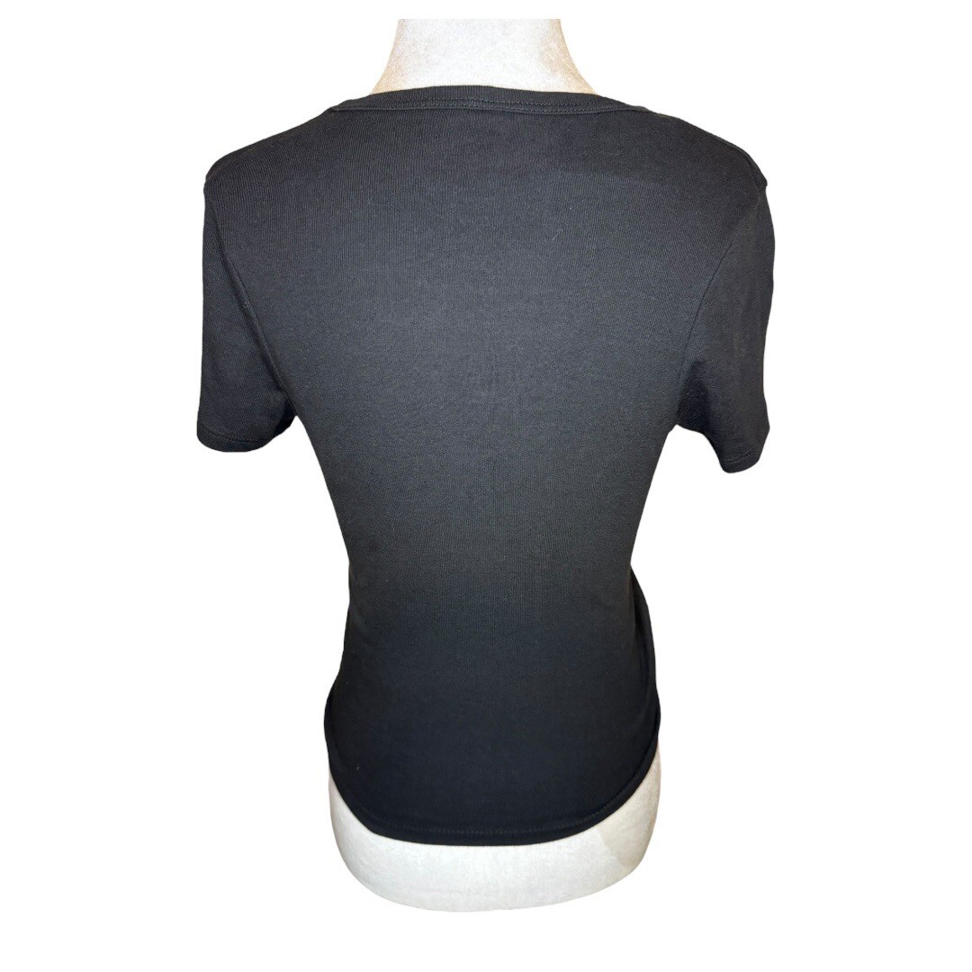 Nordstrom Skeleton Hand Graphic Tee Ribbed Knit Top Black Small NWT