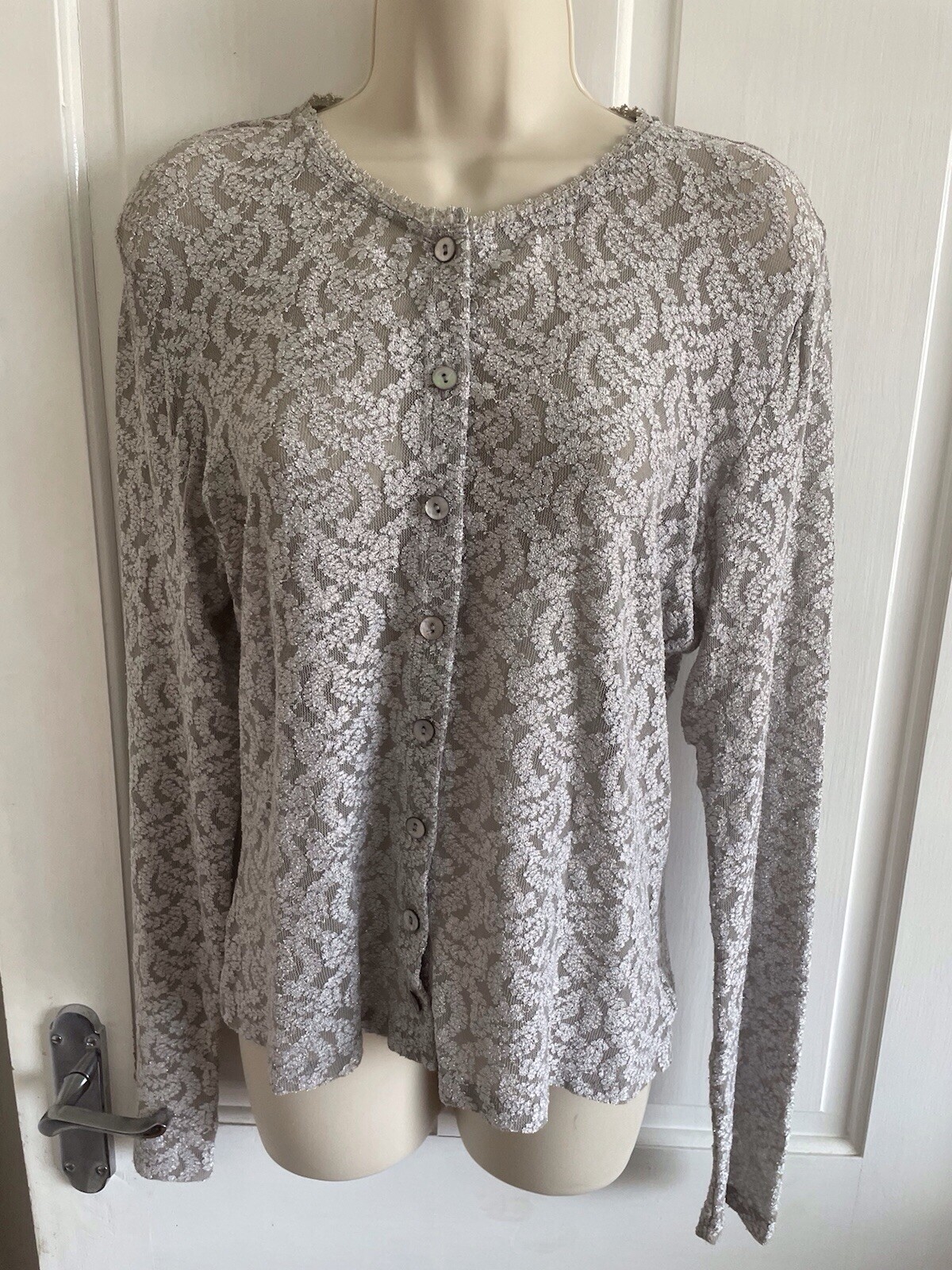 Etam Vintage Silver Patterned Ladies Top Size 14