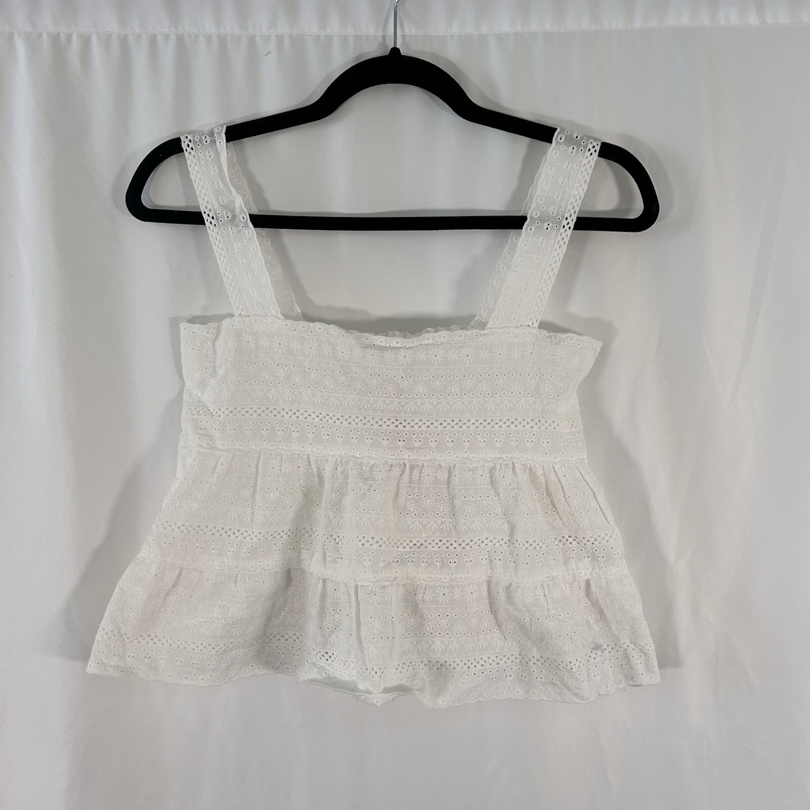 New Gianni Bini Tank Top Women’s XS White Lace Sleeveless Semi Sheer 100% Cotton