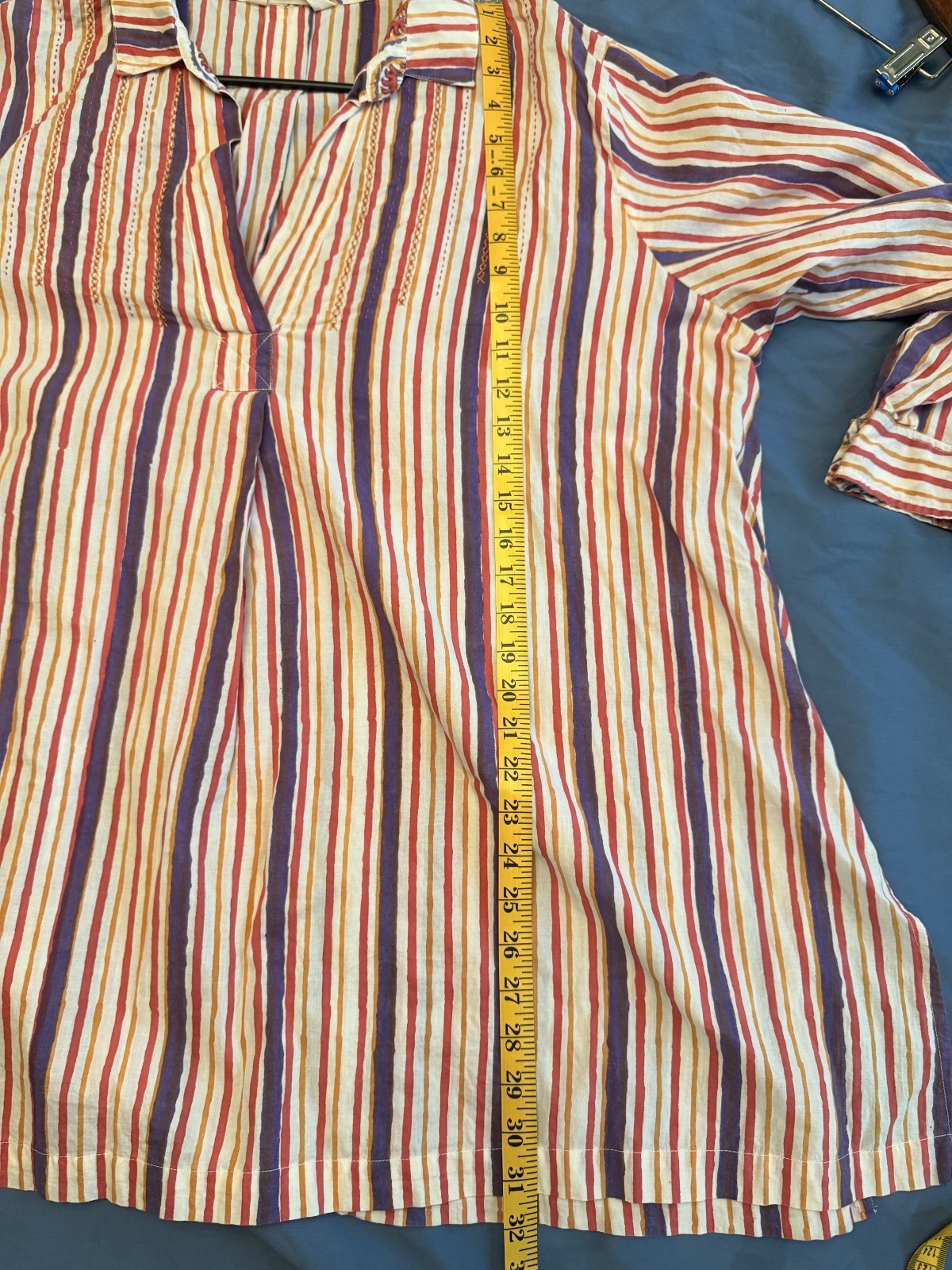 Marketplace Handiwork of India Purple Red White Embroidered Striped Tunic 2W