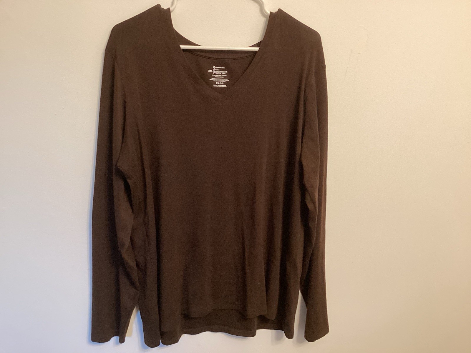 Member’s Mark women’s Brown V-Neck Long Sleeve Cotton Modal Spandex Knit Tee 2X