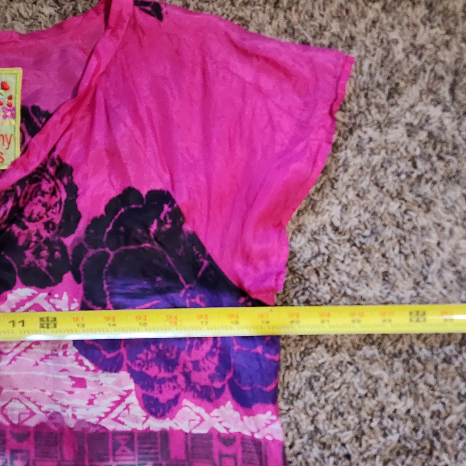 Johnny Was Blouse Short Sleeve Boxy Fit Vibrant Colors 100% Silk Medium Festival