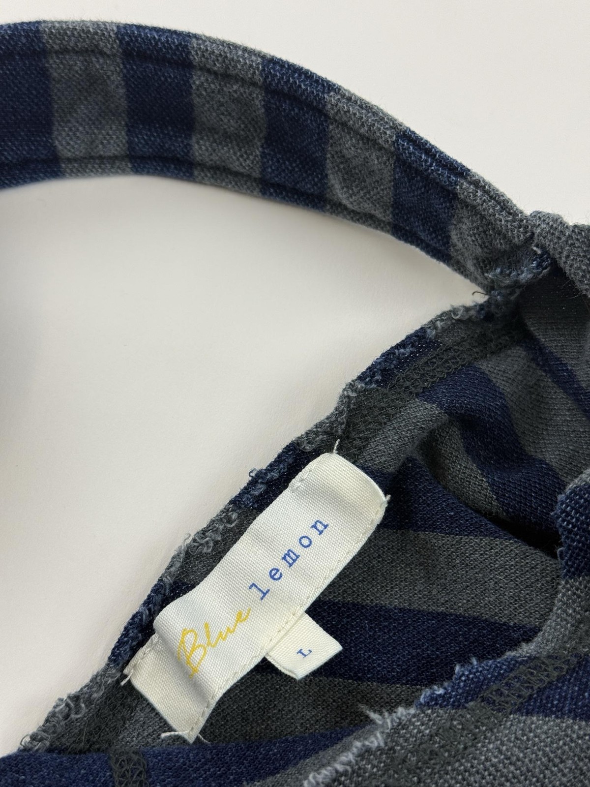 Blue Lemon Shirt Womens Large Blue Stripe Long Sleeve Scoop Back Strap Top