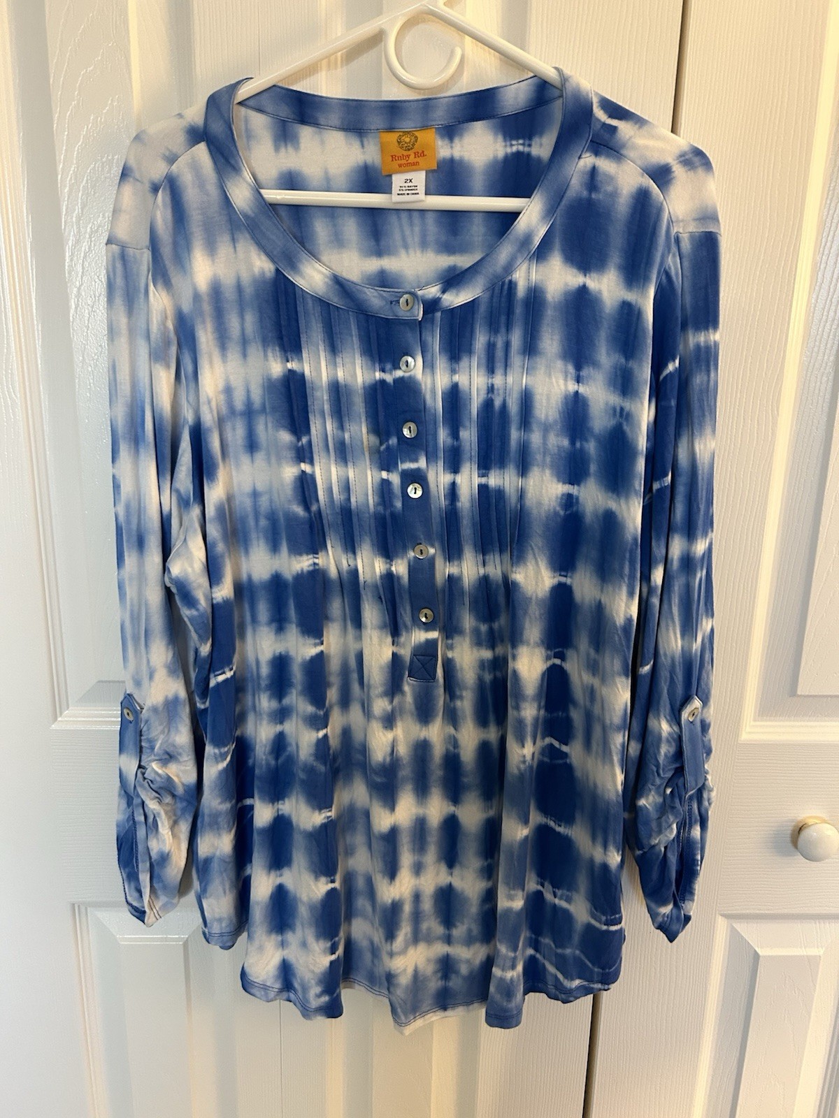 Ruby Rd Blue Tie Dye Look Tunic Top Size 2X