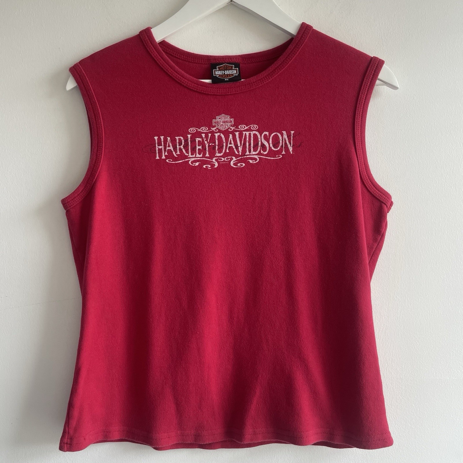 Harley Davidson Tank Top Sz XL Red Y2K Vintage 2005 St. Pete Beach Florida