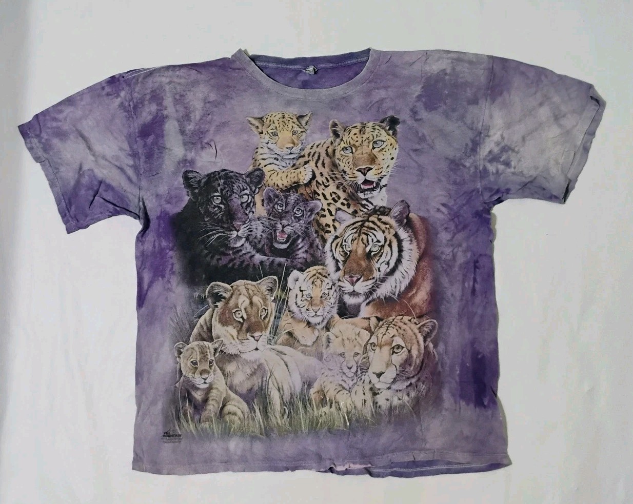 Vintage 2003 The Mountain Jenny Newland Purple Tie Dye Wild Cats Shirt Size XL