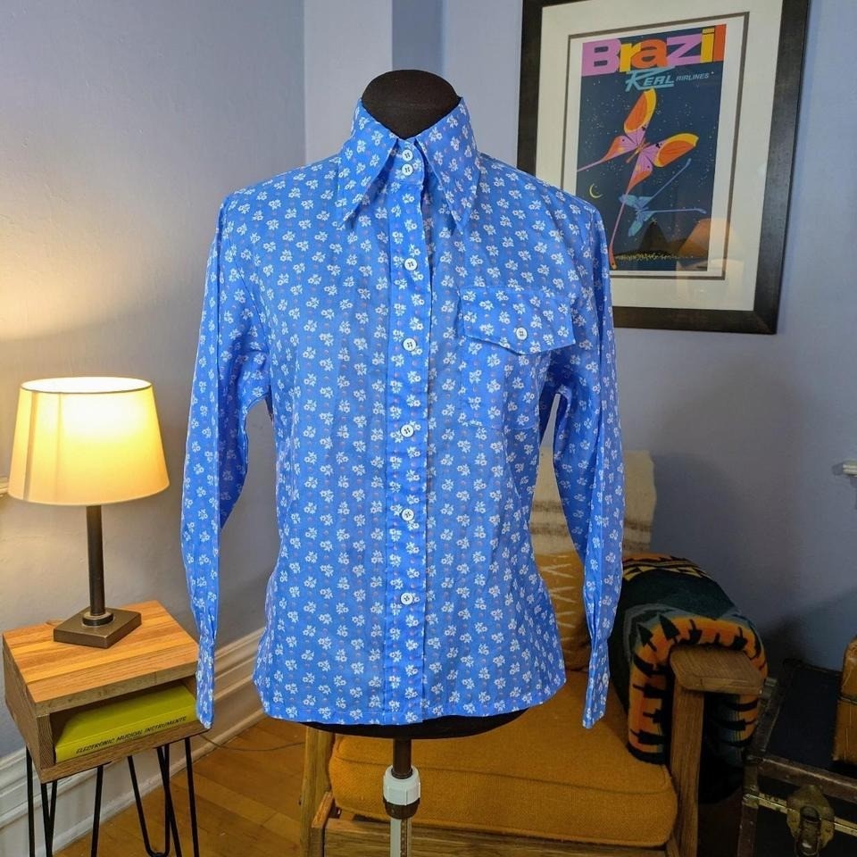 Vintage 70s Skyr Floral Nylon Windbreaker Wind Shirt Women’s Small