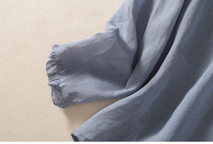 Women’s New Spring Loose V-Neck Wrinkled Sexy Shirt Long-Sleeved Comfortable Top