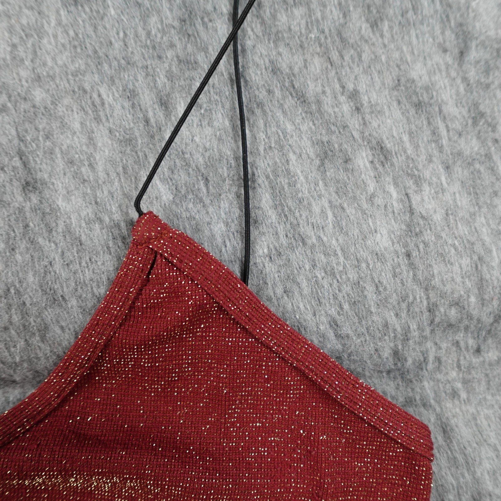 Free People Top Women S/M Red Metallic Shimmer VNeck Spaghetti Strap Cami Brami