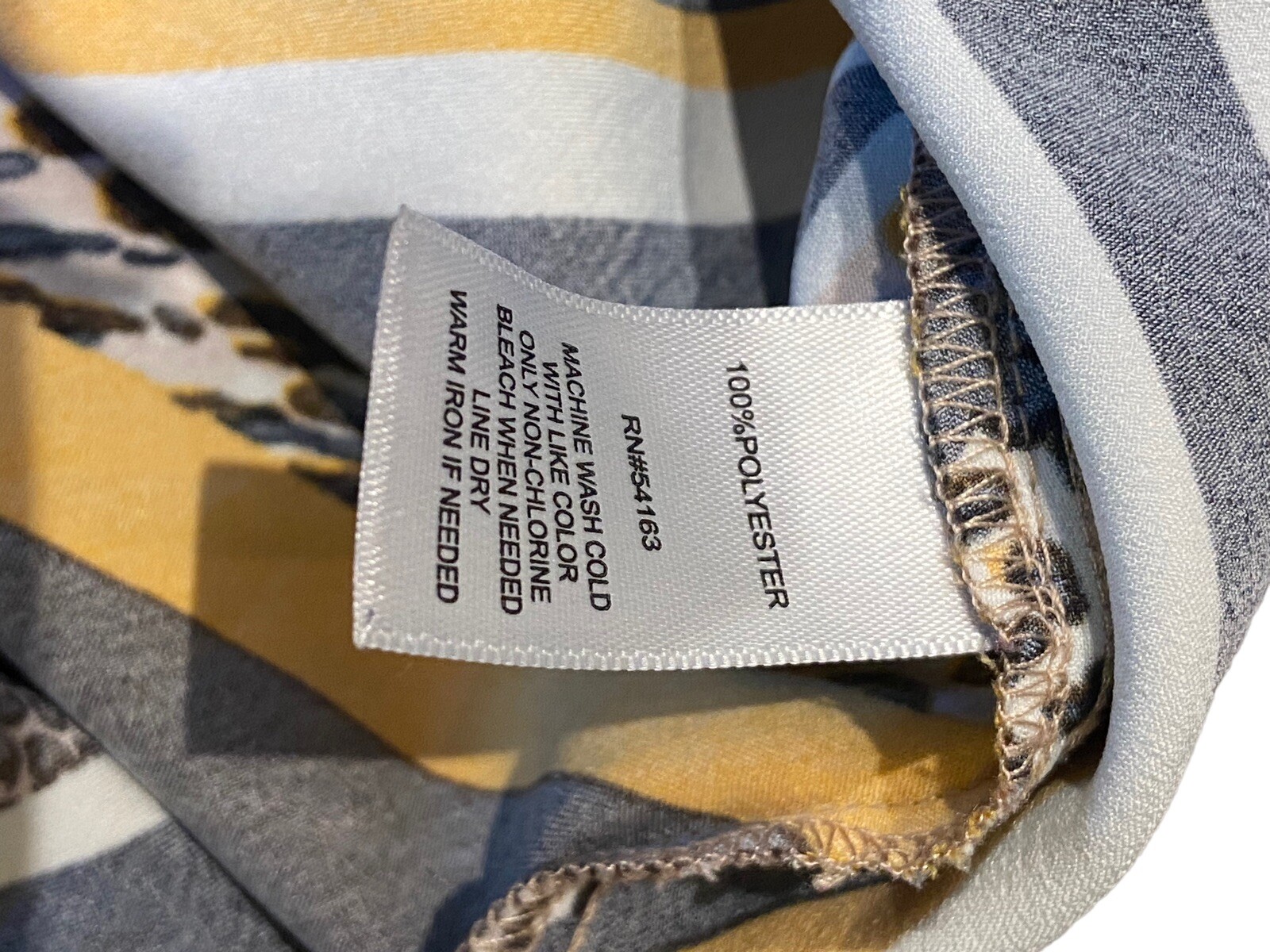 Andrew Marc New York Faux Wrap Blouse Blouson Animal Print Yellow Black XL