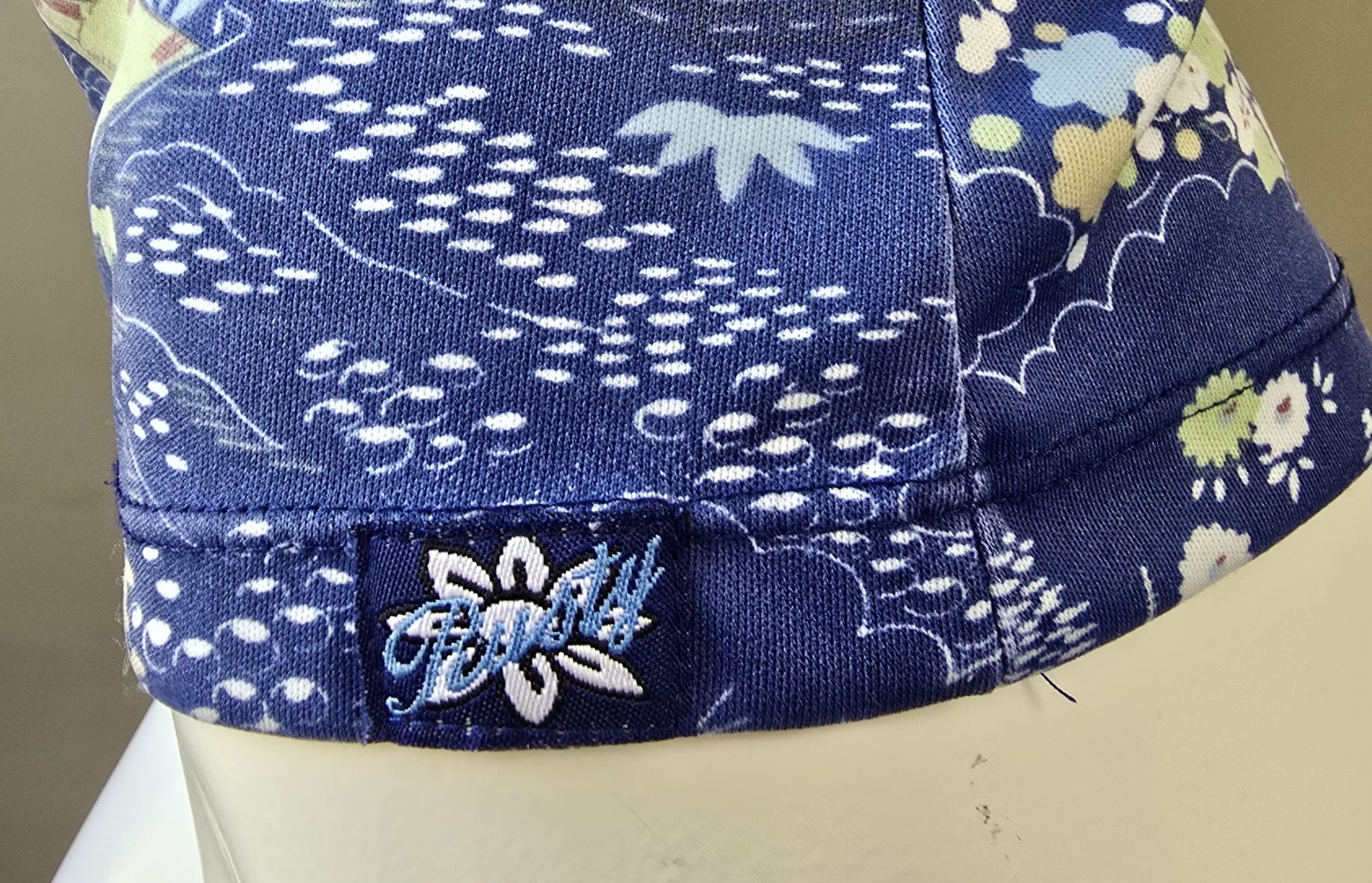 90’s Rusty Brand Asian Print Cami Tank Top Stretch Poly Medium Blue Floral