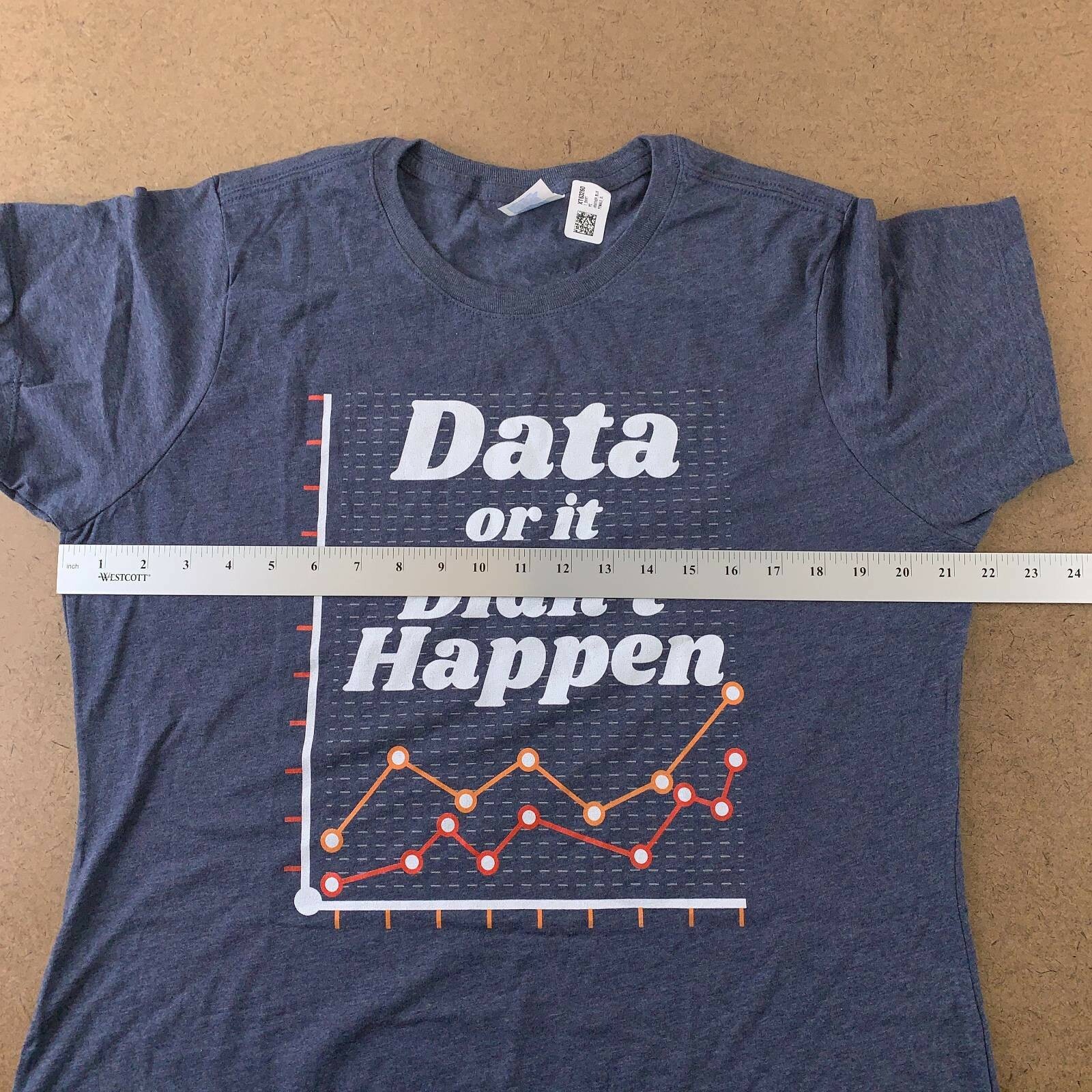 Port & Co Womens T-Shirt Blue Data Or It Didn’t Happen Short Sleeve Tee XL New