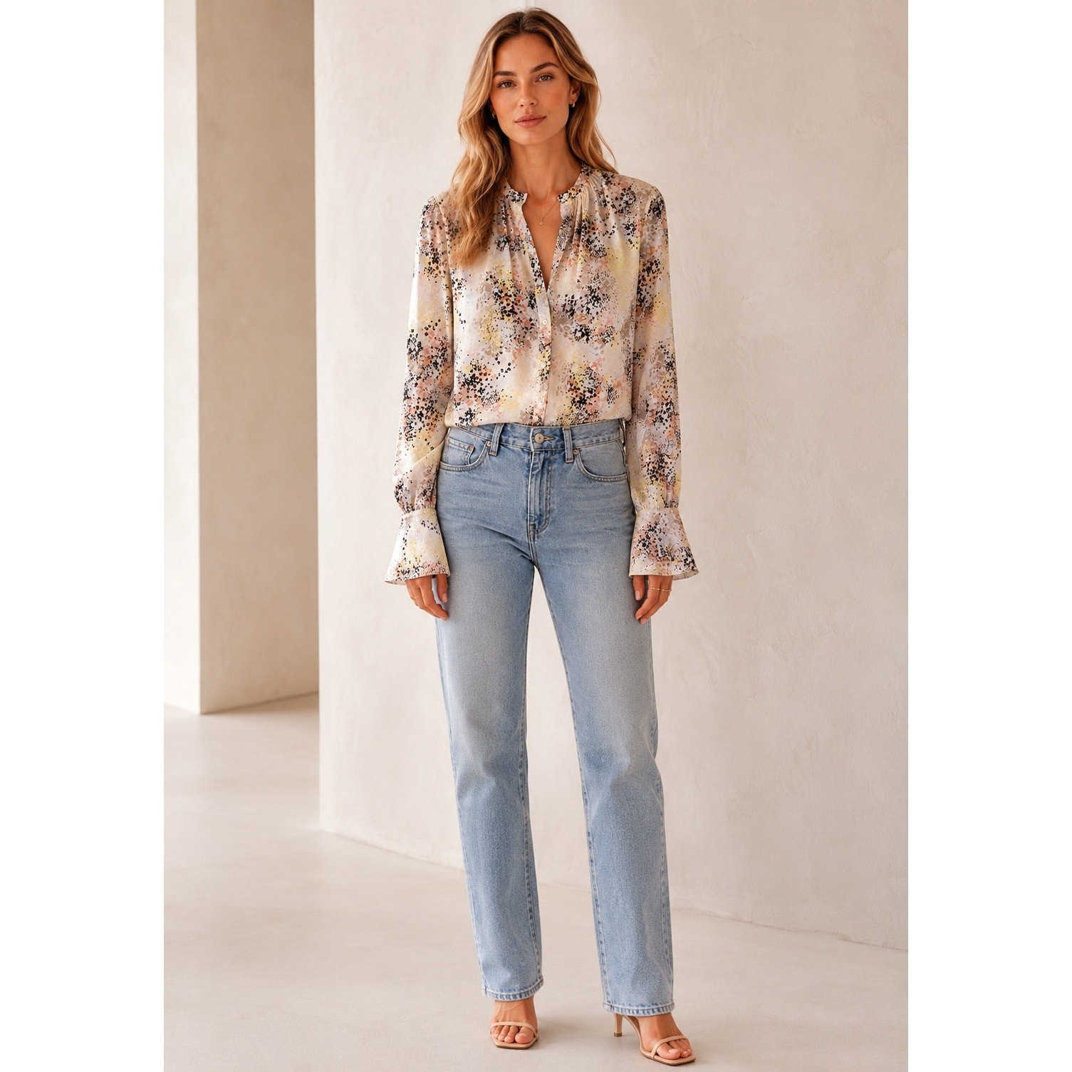 NWT Equipment Causette Silk Blouse Small Abstract Print Button Front