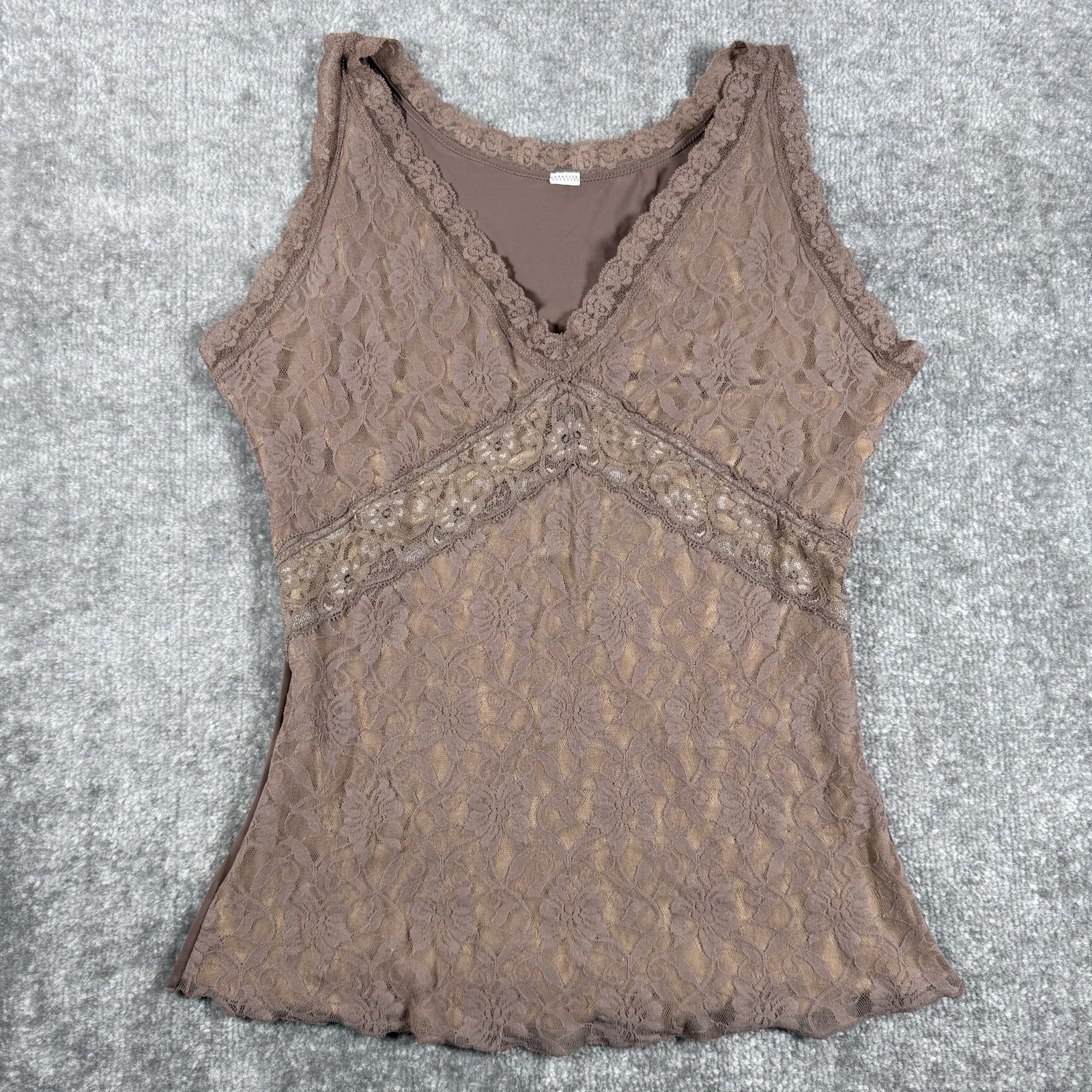 Flexees Top Women’s Large Brown Babydoll Sleeveless Lined Fairy Cottagecore