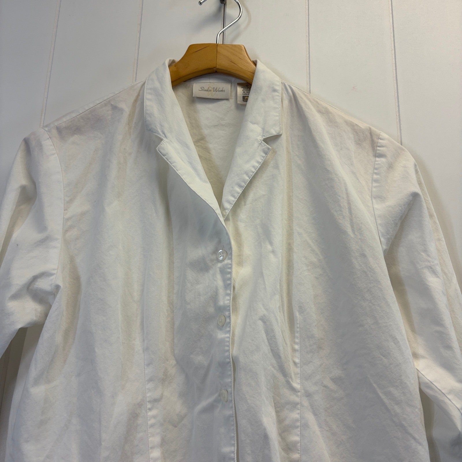 Vintage Studio Works 90s Classic Button Down Top Women Size 12 Minimalist Office