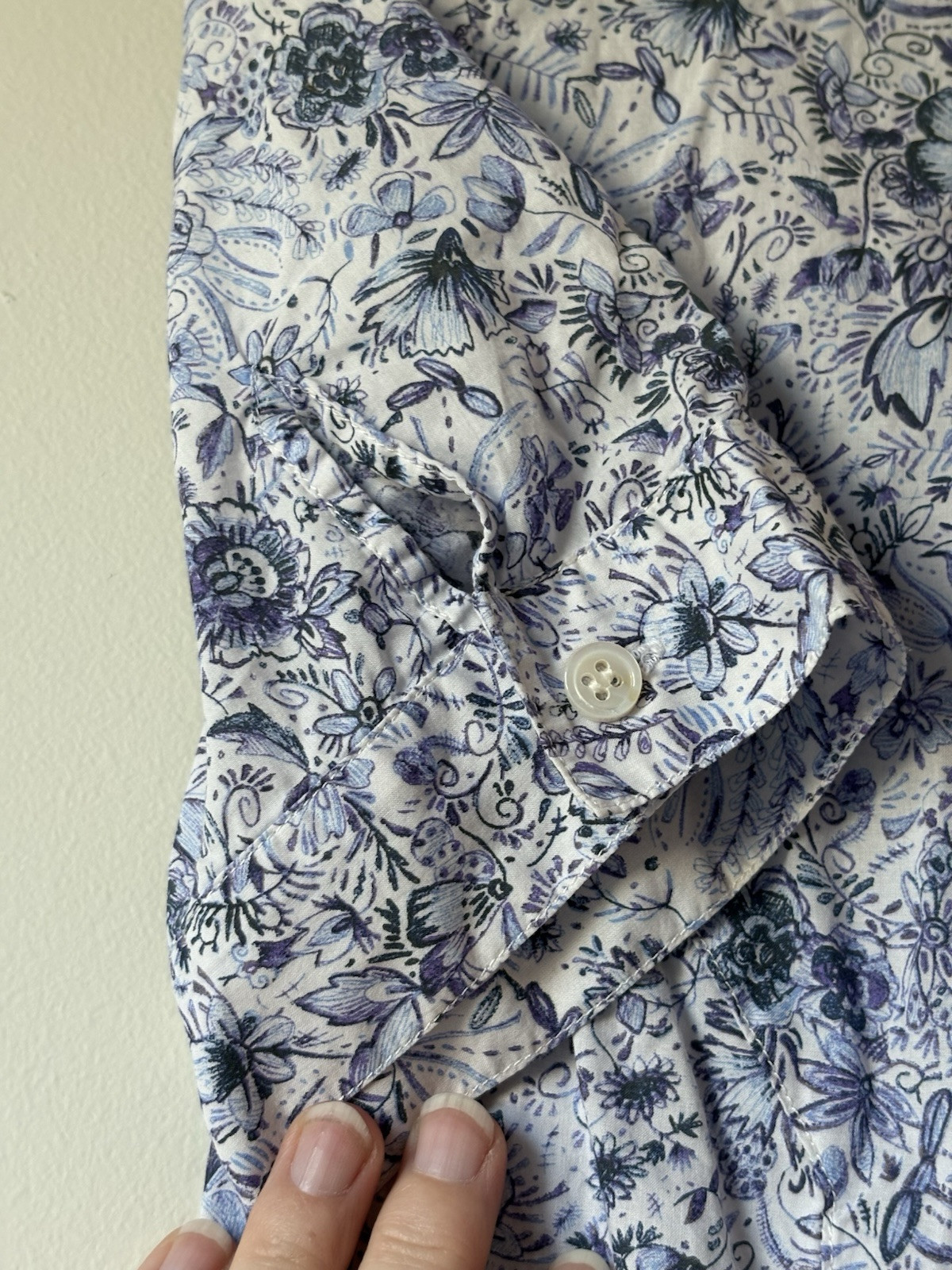 Jigsaw Women’s Shirt Size EU36 UK8 Liberty Of London Print Short Sleeve Blue