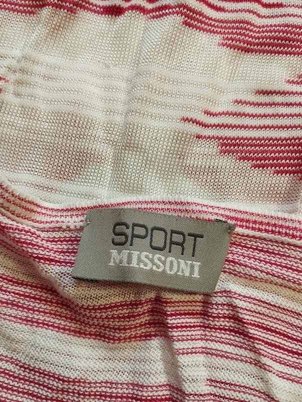 Missoni Sport Women Vintage Sweater Long Sleeves White Red Viscosa Size M