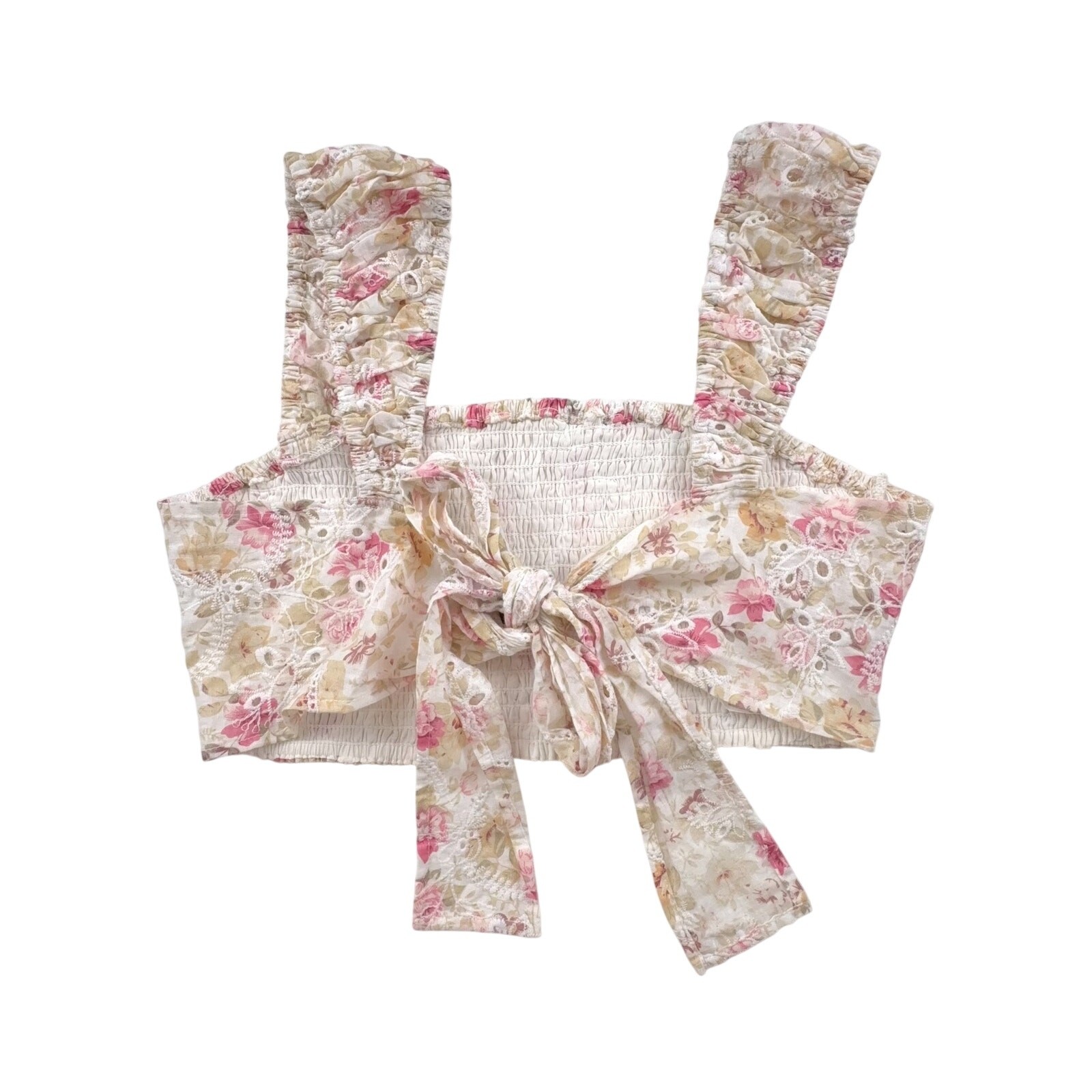 MINKPINK Cecile Floral Prairie Crop Top in Pink Size Small