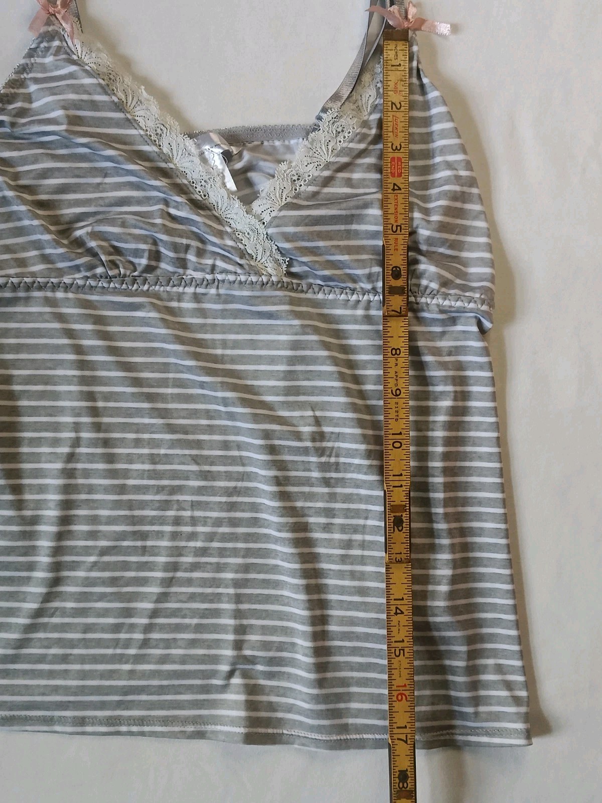 Marilyn Monroe Camisole Black White Striped Spaghetti Strap Lace Bow Size Large