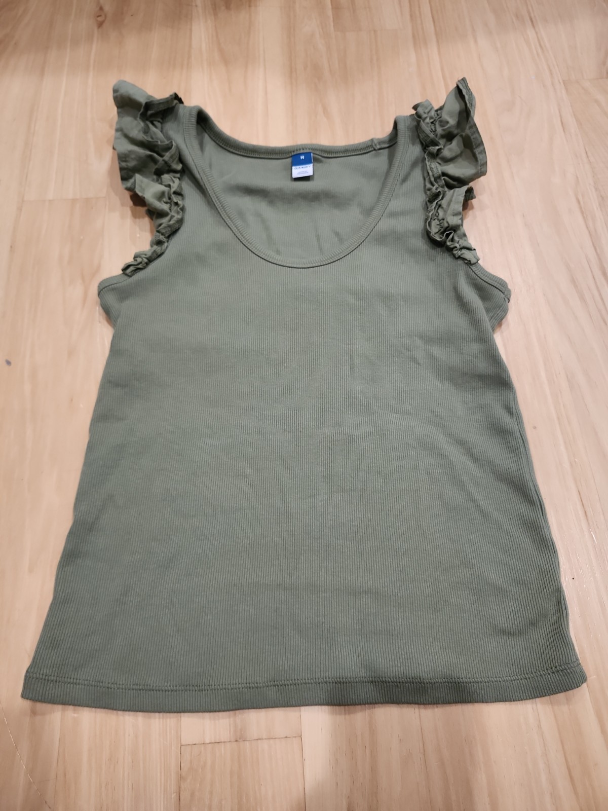 Old Navy Ruffled Mixed Fabric Tank Top Sage Green Women’s Medium