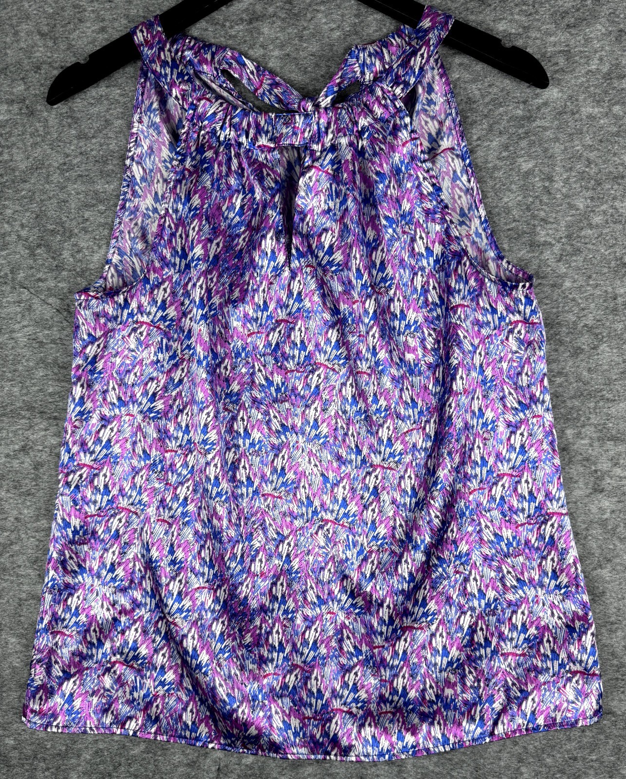 The Limited Woman’s Tie Neck Halter Tank Top Satin Feel Pink Blue Size Medium