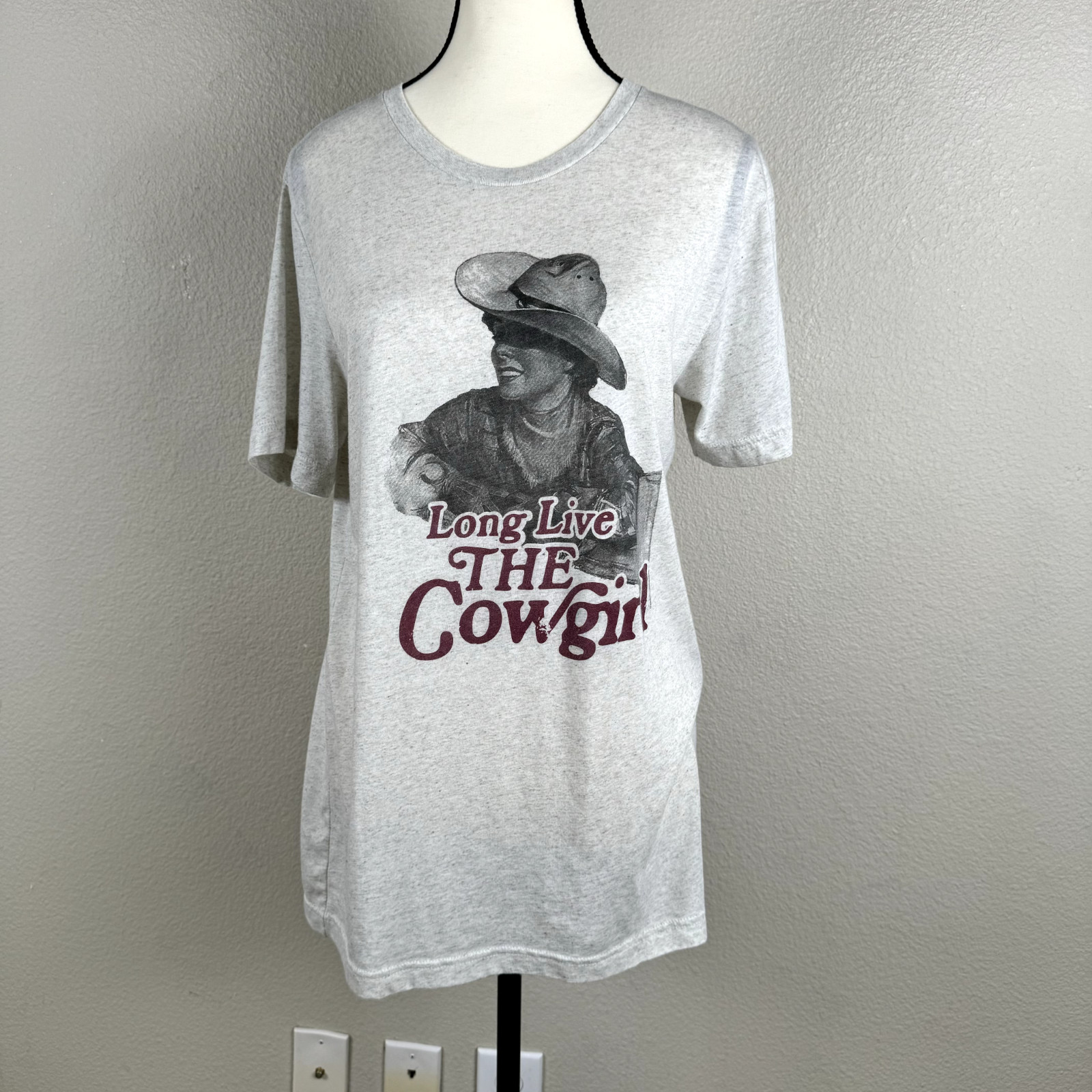 Rubys Rubbish Shirt Women M Heather Grey Long Live The Cowgirls Graphic Western