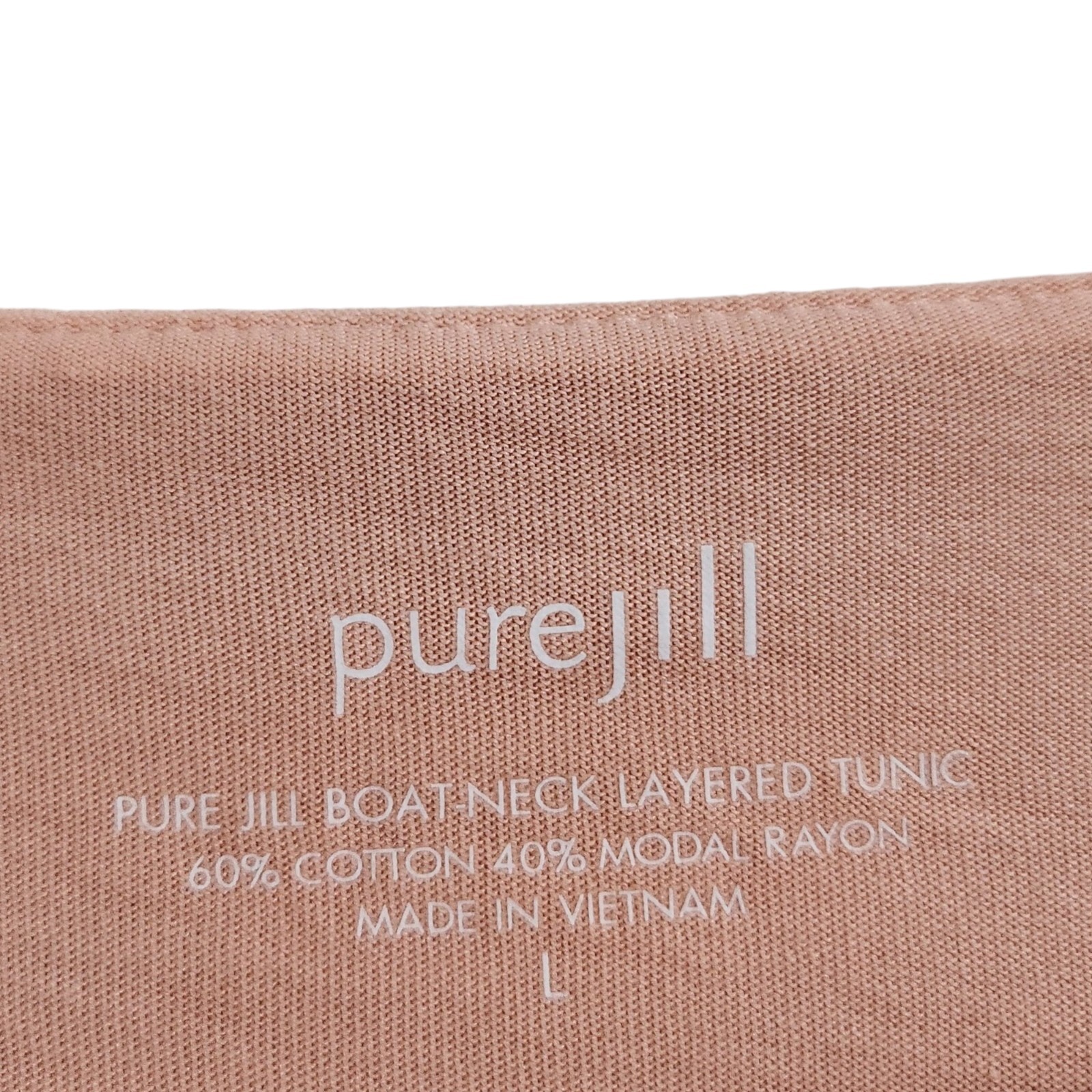 J. Jill Purejill Top Large Salmon Pink Boat Neck Layered Tunic Blouse Shirt