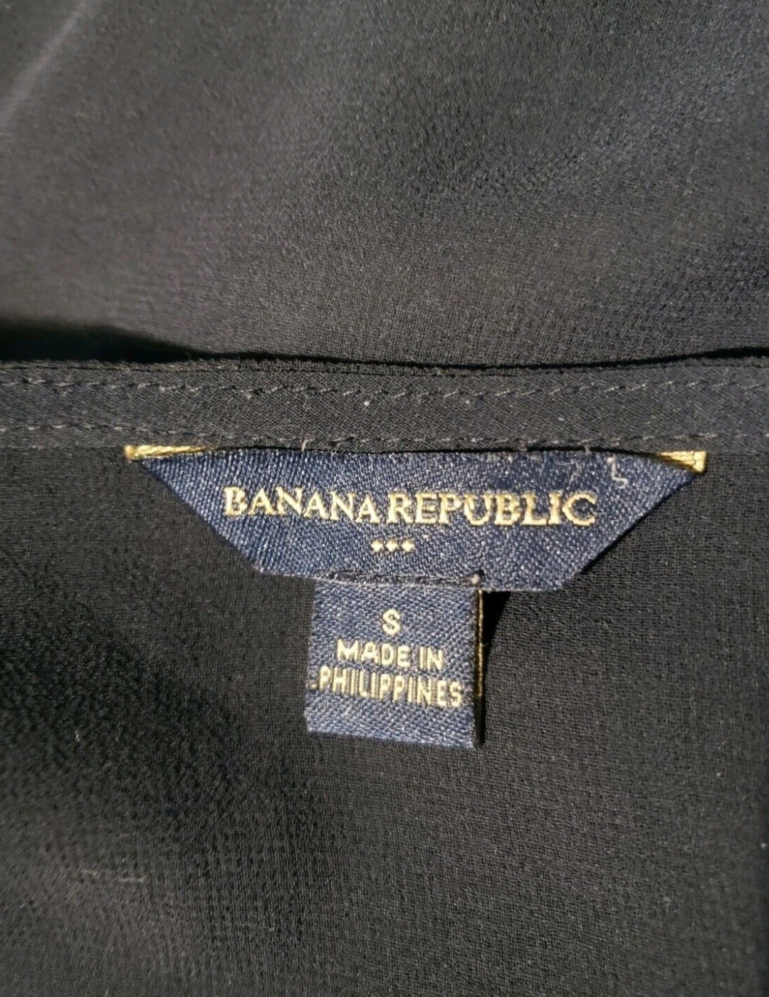 Banana Republic Sheer Top Women’s Small Black 3/4 Sleeve Elastic Waist Ruffle